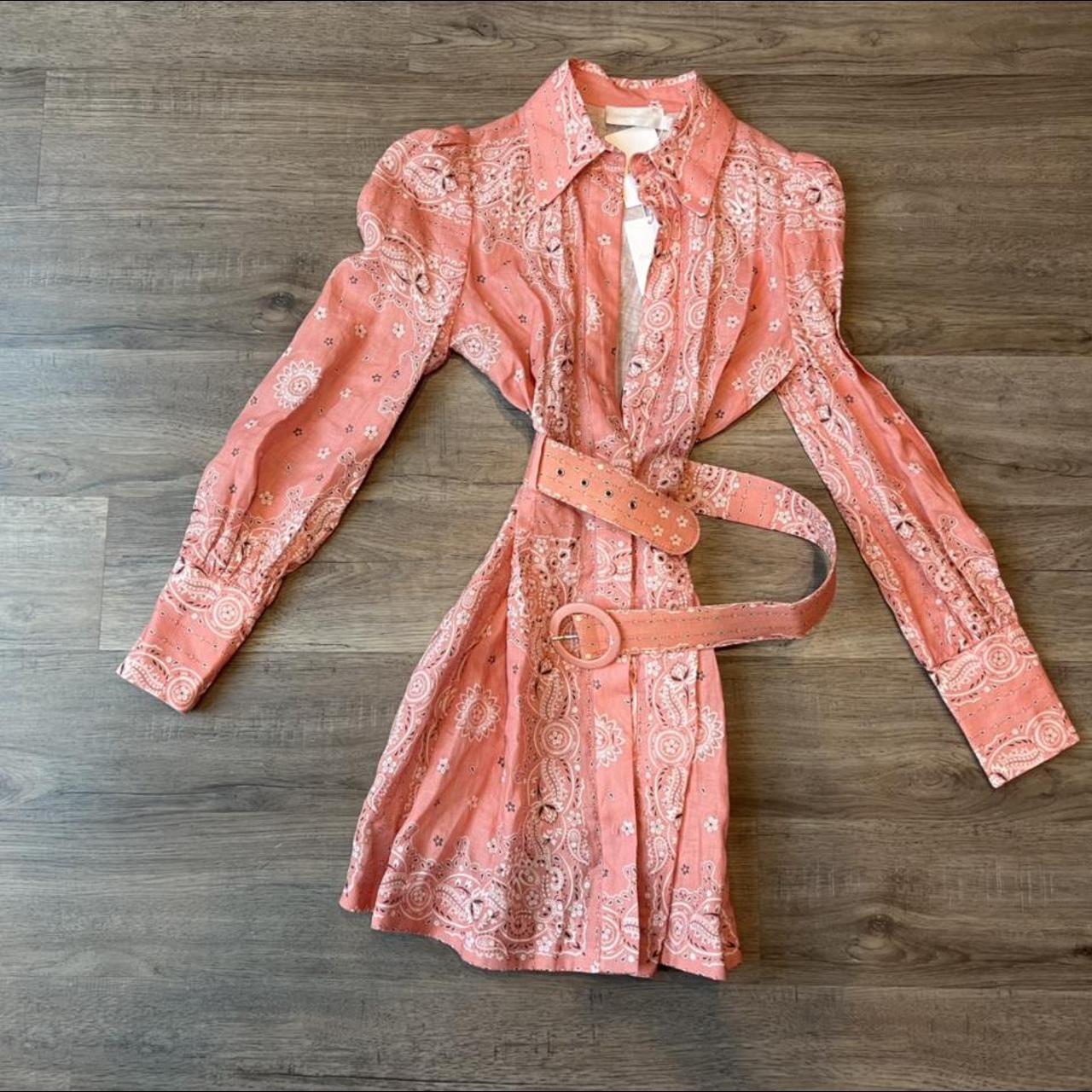 Zimmerman Pink Bandana Print long sleeve dress with... Depop
