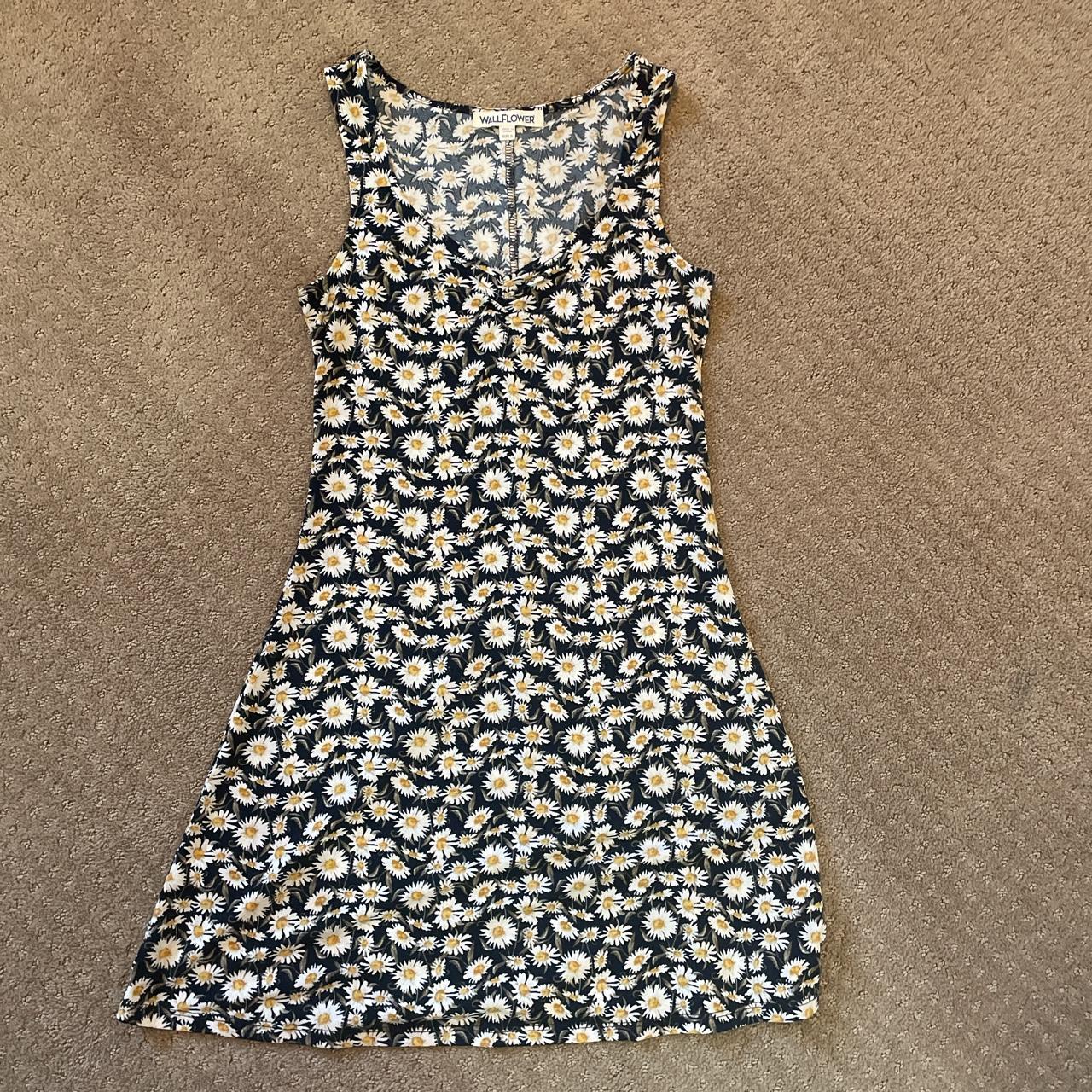 WallFlower Women's Navy and White Dress | Depop