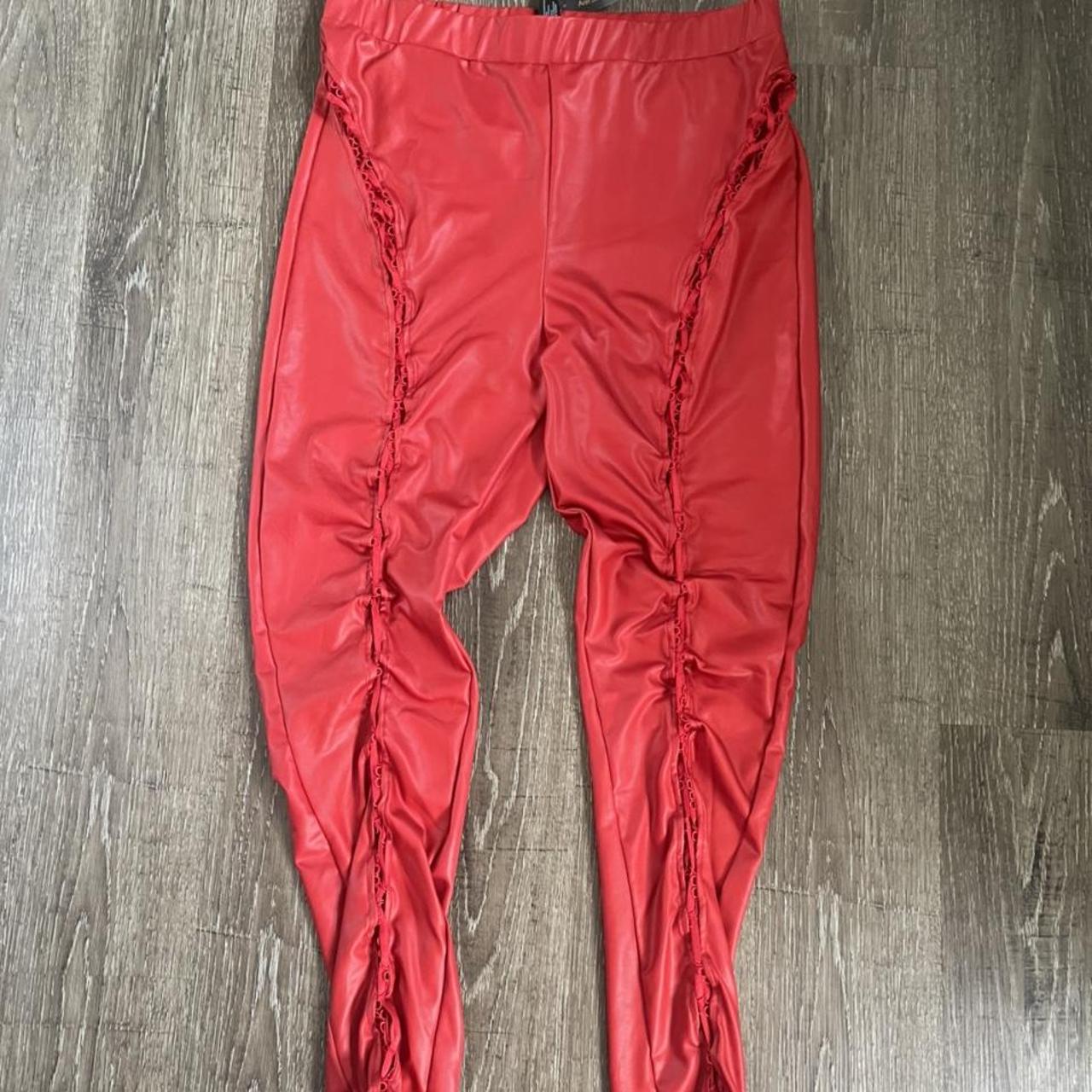 Ann summers matte PU lace up red leggings Never... - Depop