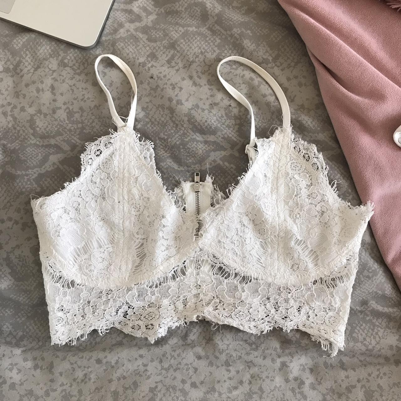 Cute missguided white lace bralette / crop top 🦋 In... - Depop