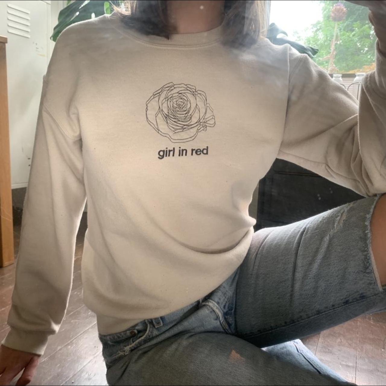 Cozy girl in red merch just in time for fall.... Depop