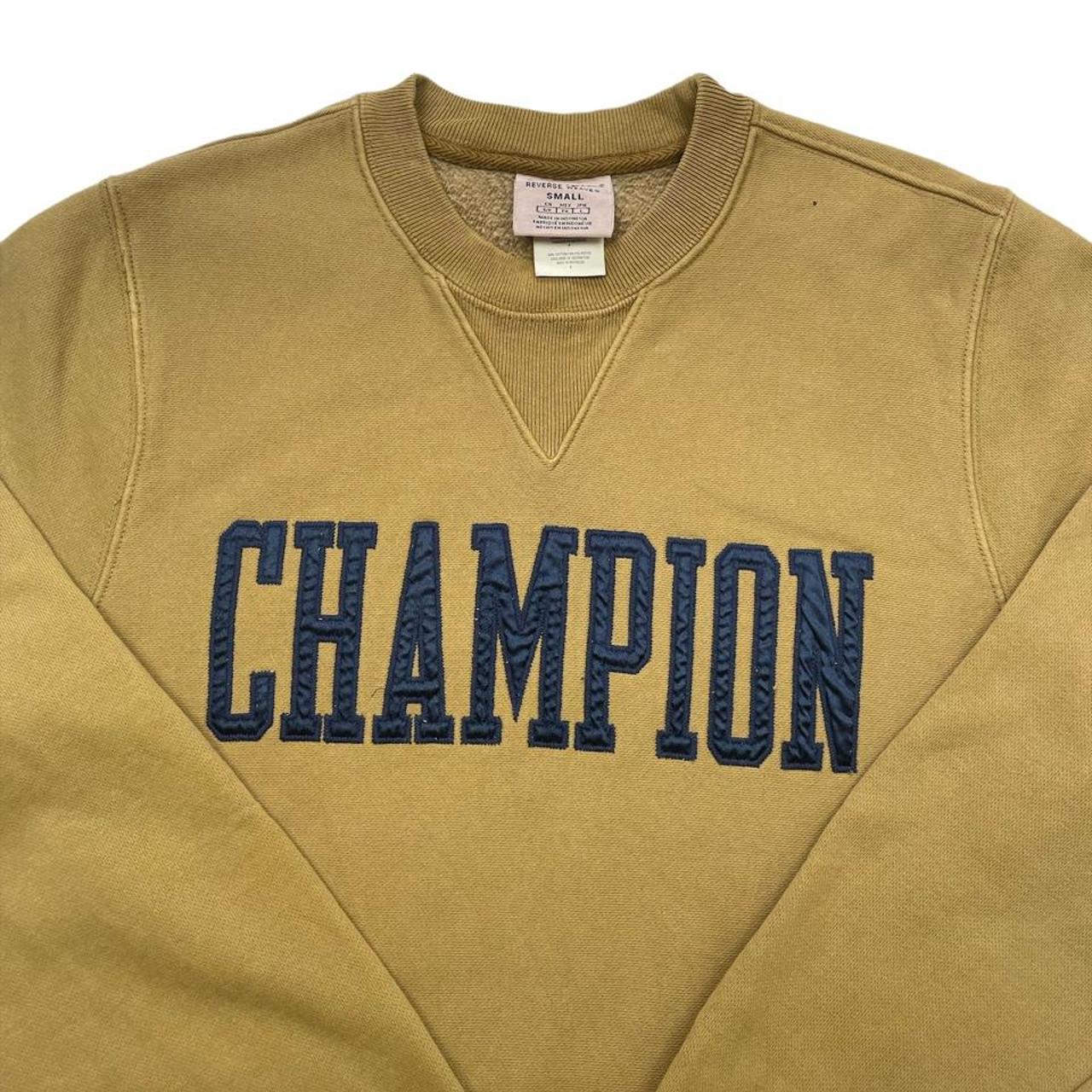 Vintage Champion Tan Reverse Weave pullover spell... - Depop