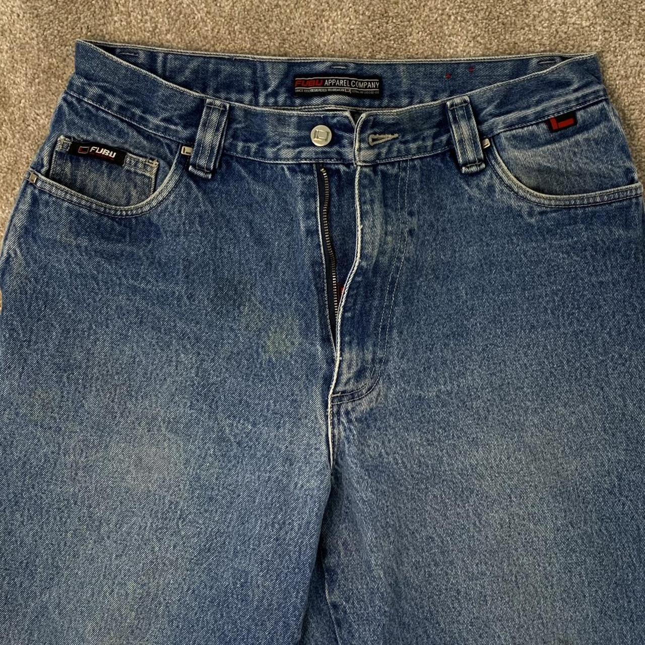 wide leg fubu shorts 💯 blue vintage fubu jorts,... - Depop