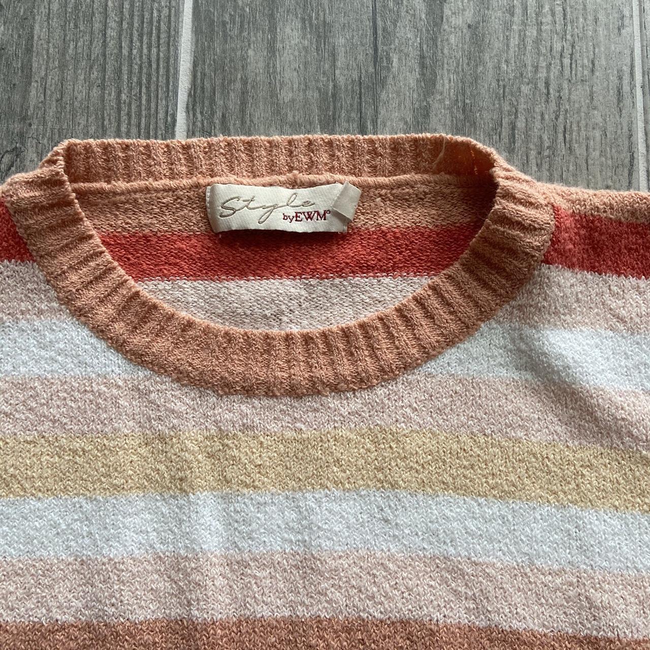 super cute vintage knitted striped t shirt super... - Depop