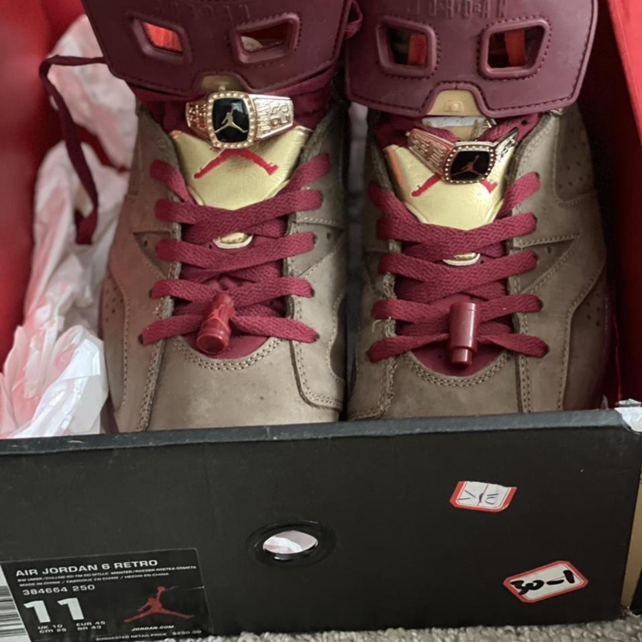 jordan-men-s-burgundy-and-brown-trainers-depop