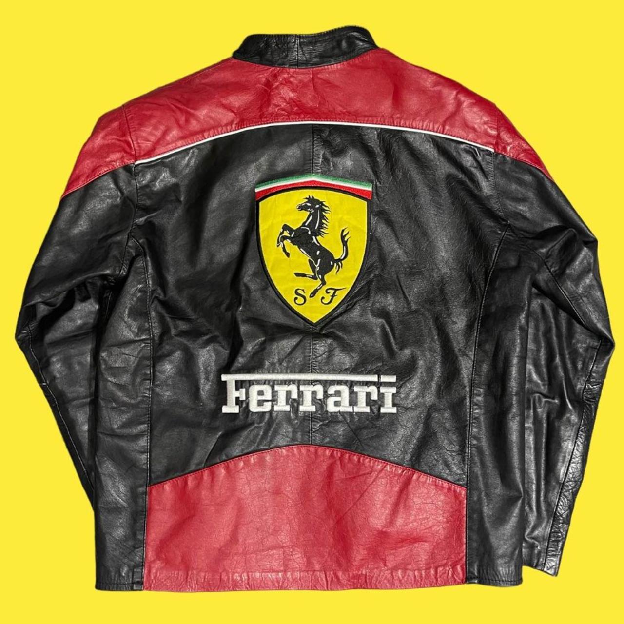 Vintage medium mens leather Ferrari jacket genuine... - Depop