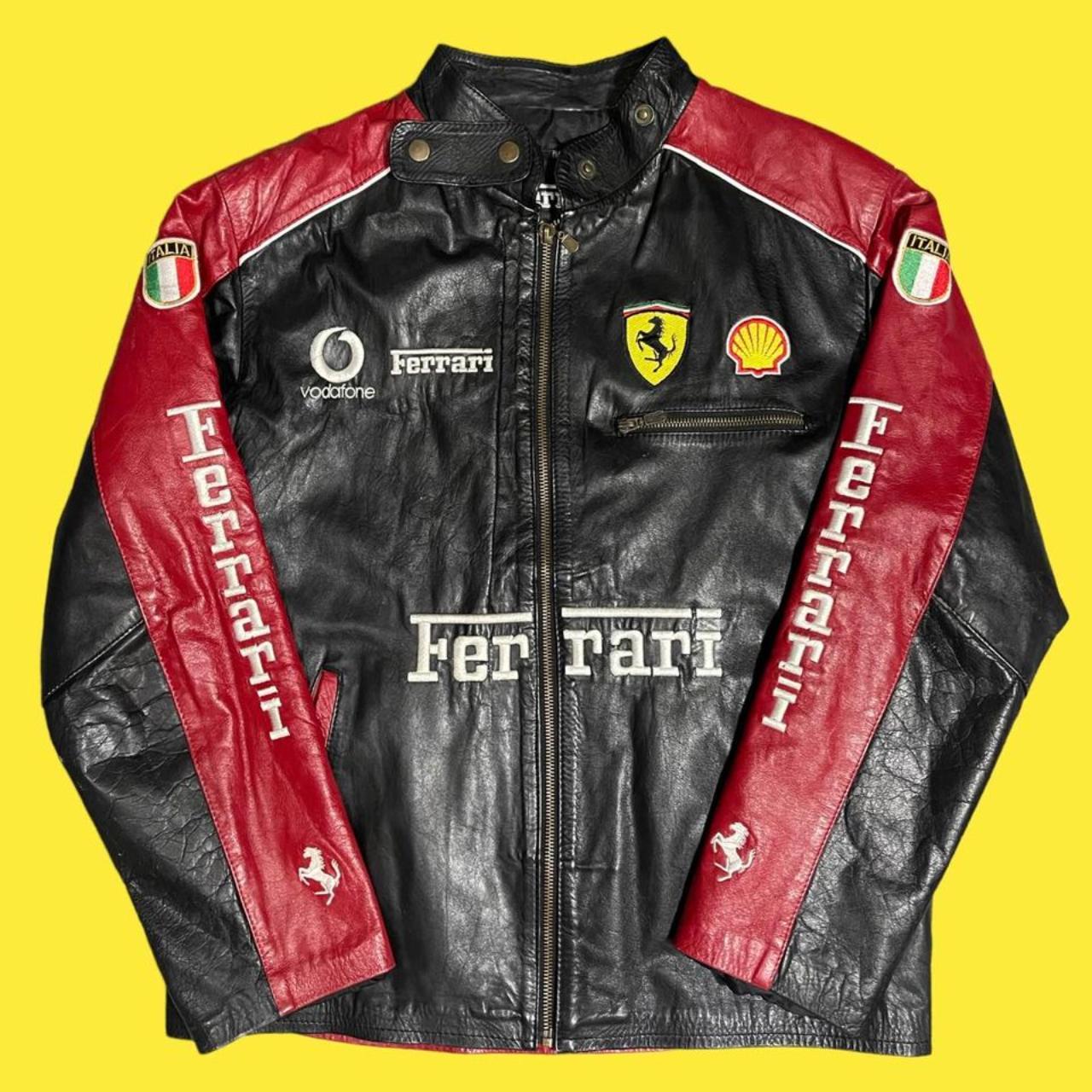 Vintage medium mens leather Ferrari jacket genuine... - Depop