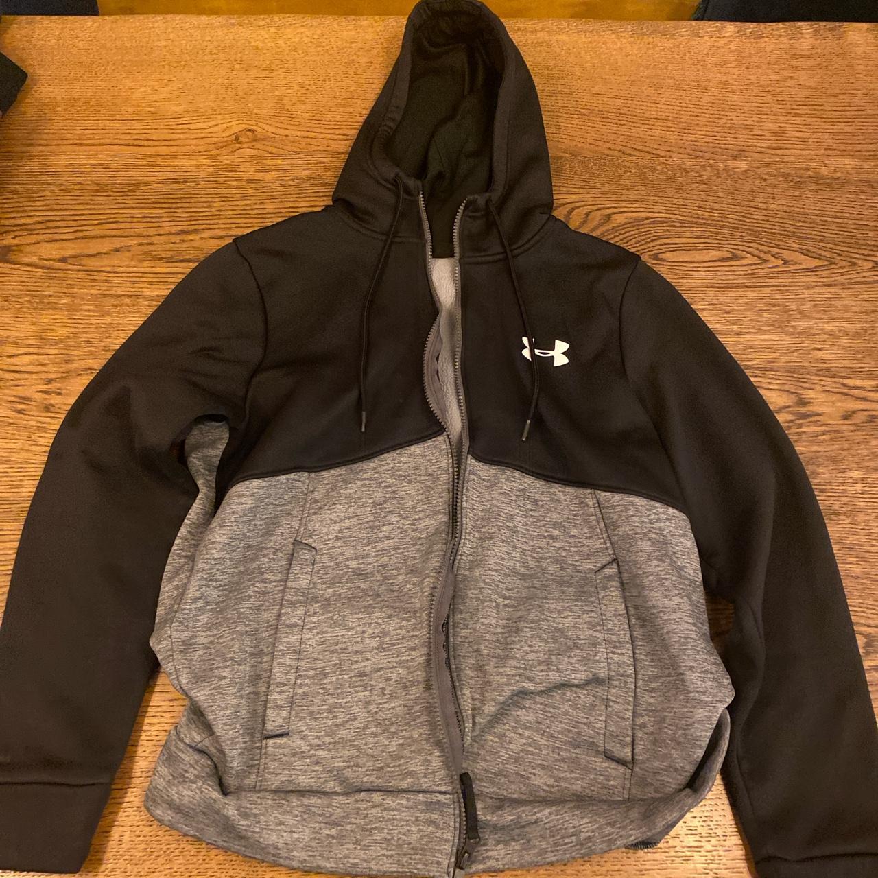 Under Armour Men's Black and Grey Hoodie Depop