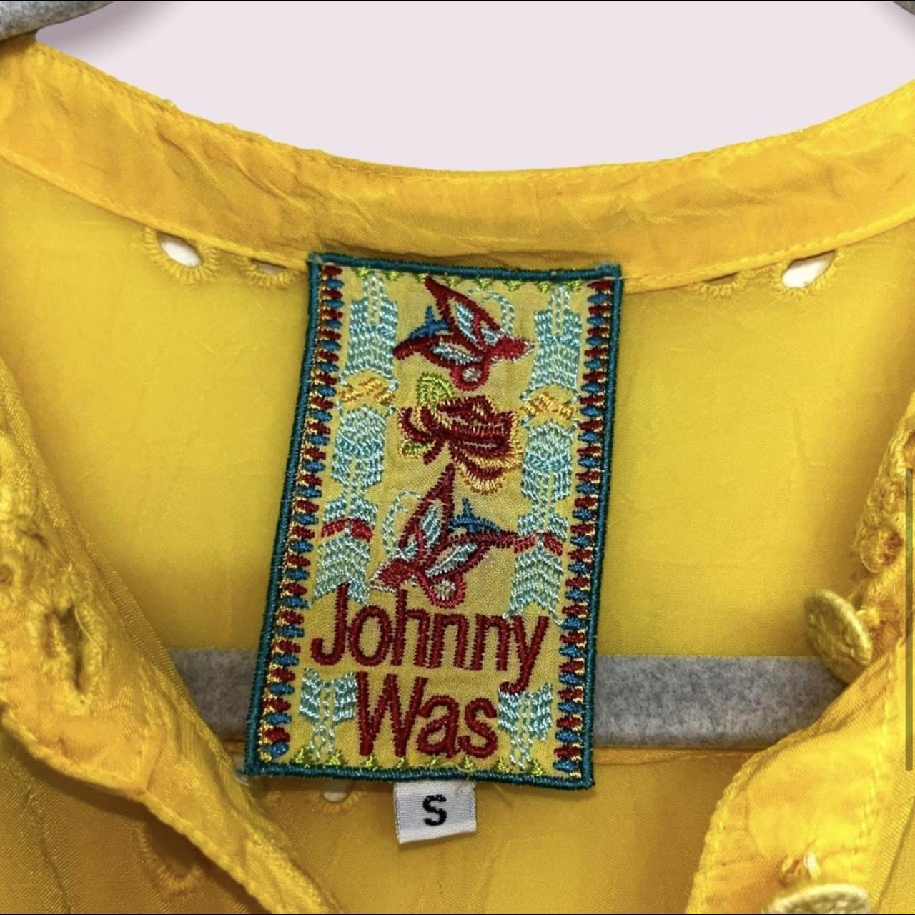 Johnny Was Darla Embroidered Sleeveless Long Button Front Tunic Yellow Small popular