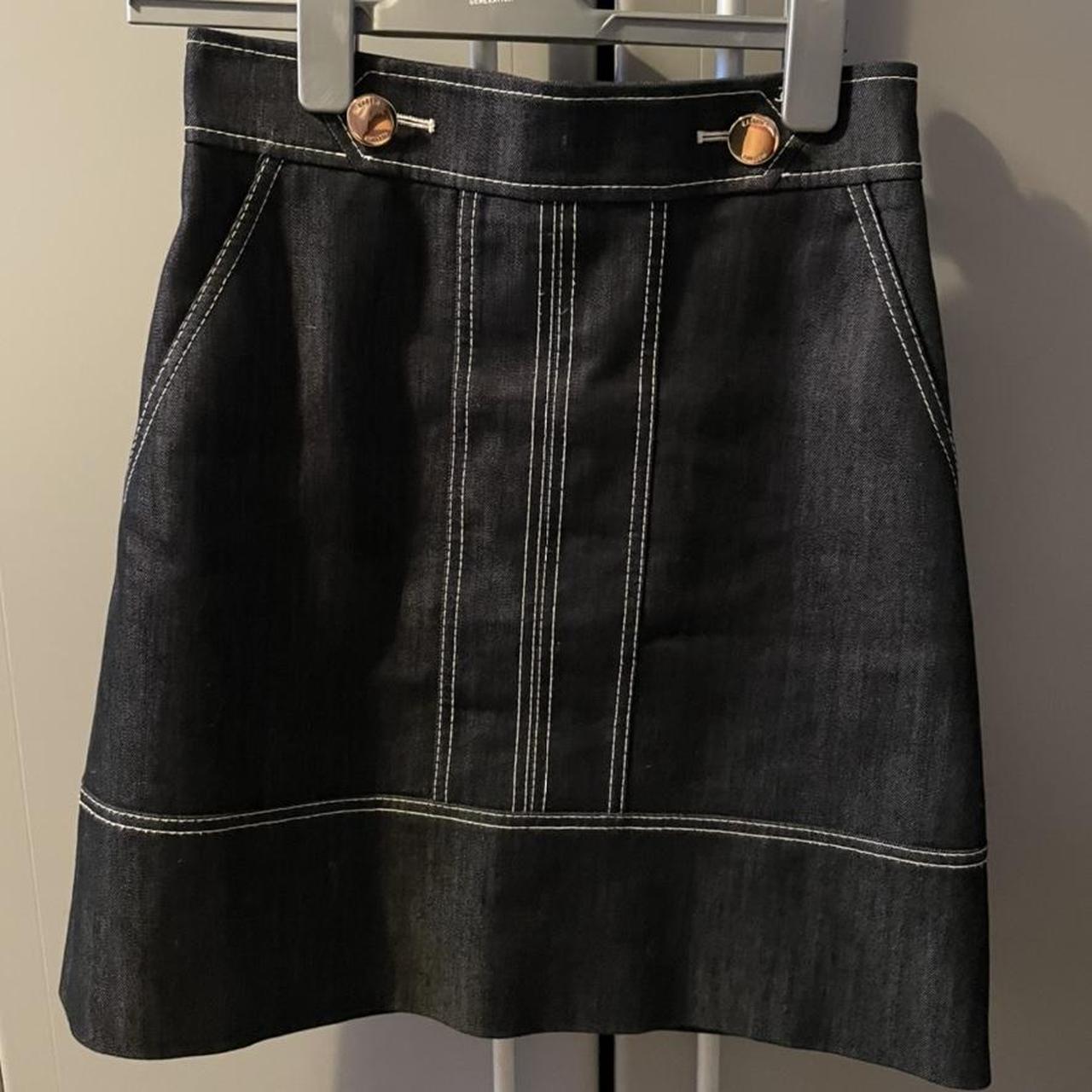 Karen Millen denim skirt with silver hardware. UK... Depop