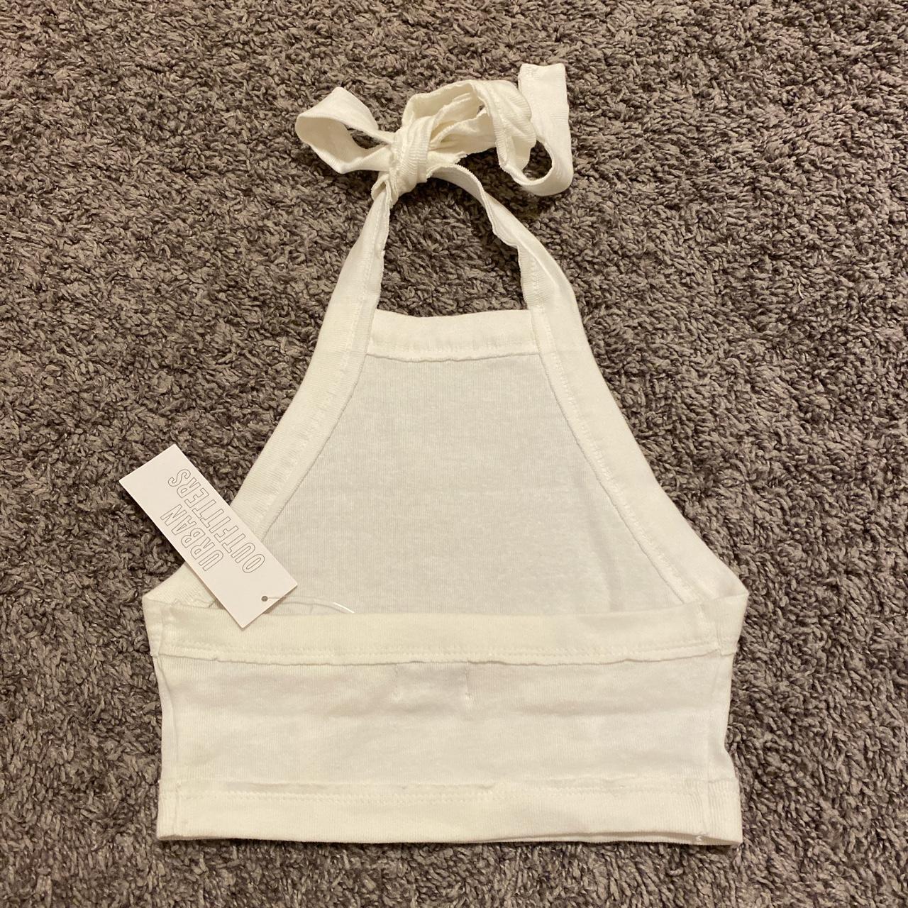 Urban Outfitters, Tops, Uo Wrap Halter Top S Small Crop White Keyhole