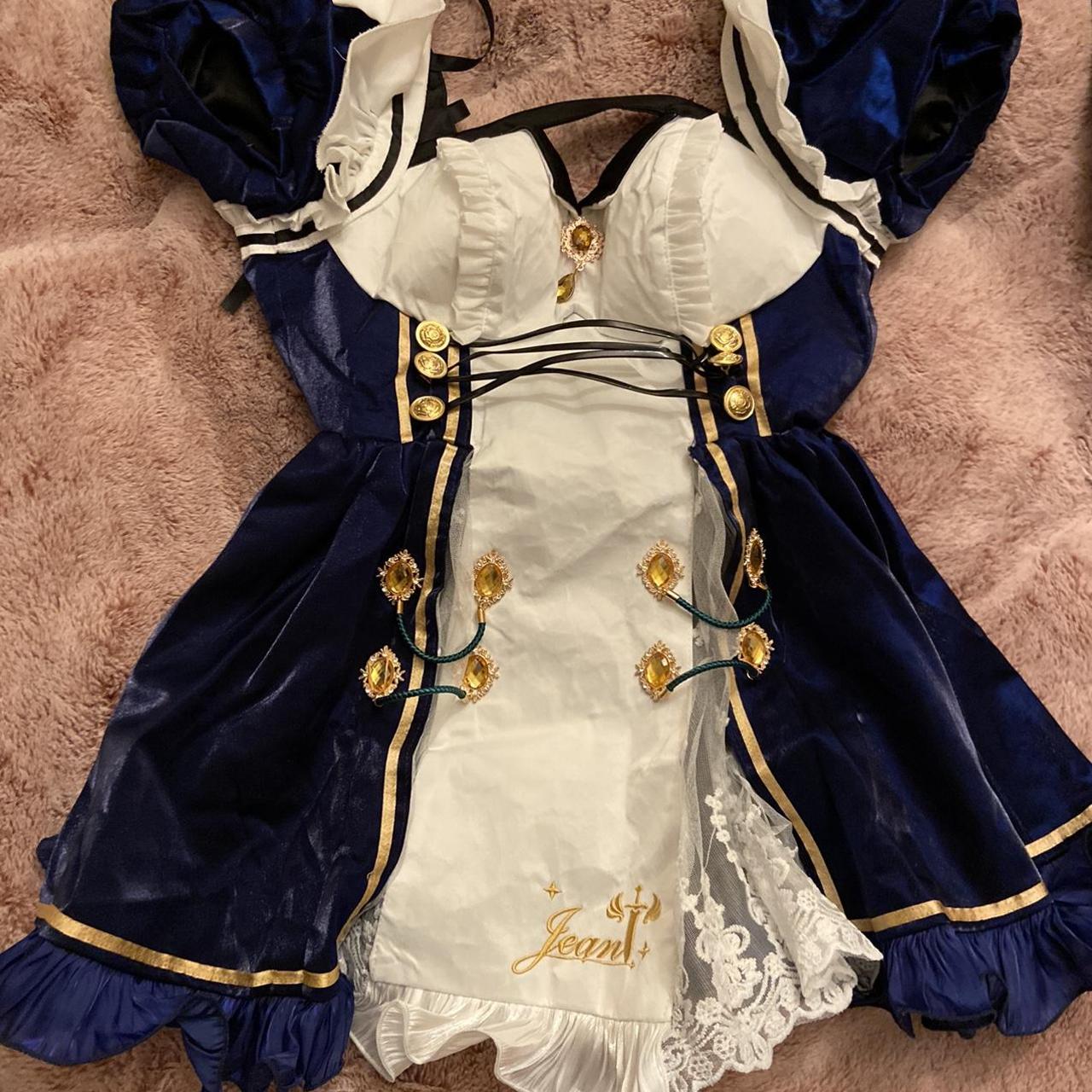 Women's Navy and White Fancydress Depop
