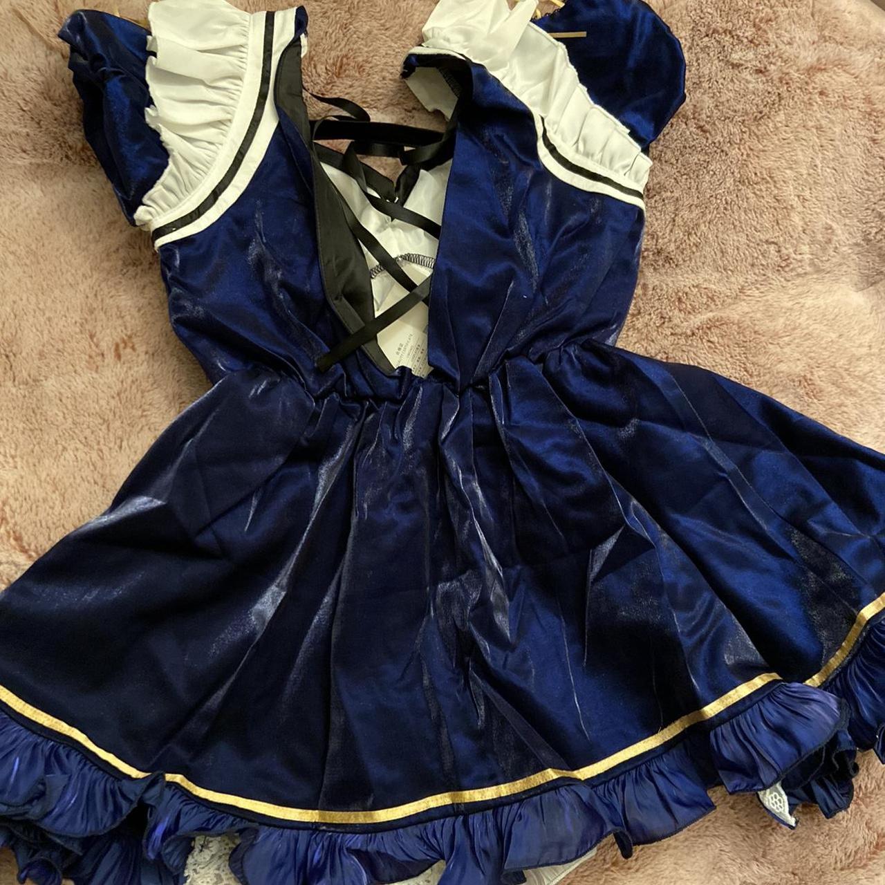 Women's Navy and White Fancydress Depop