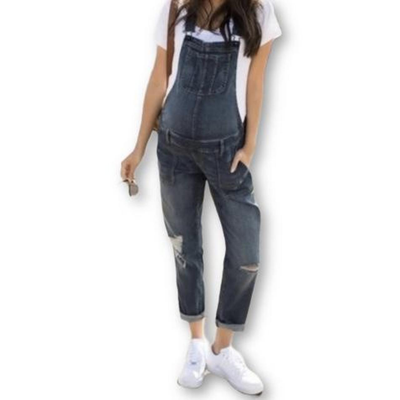 Motherhood Maternity Distressed Denim Overalls Pair... Depop