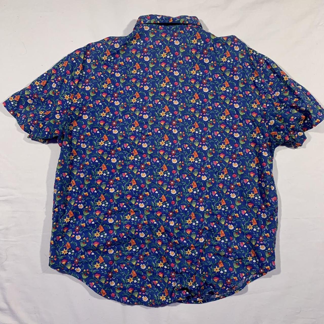 90s floral vintage button up shirt tag size... - Depop