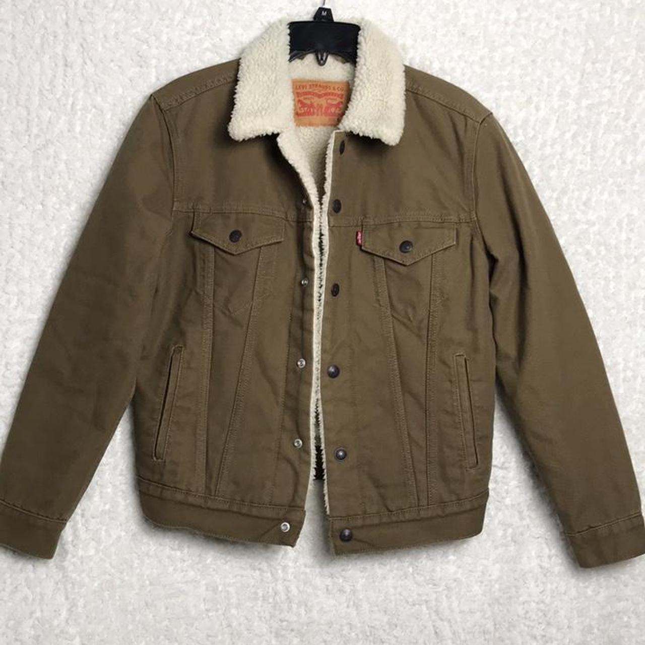 Levi’s Sherpa Canvas Trucker jacket size men’s... Depop