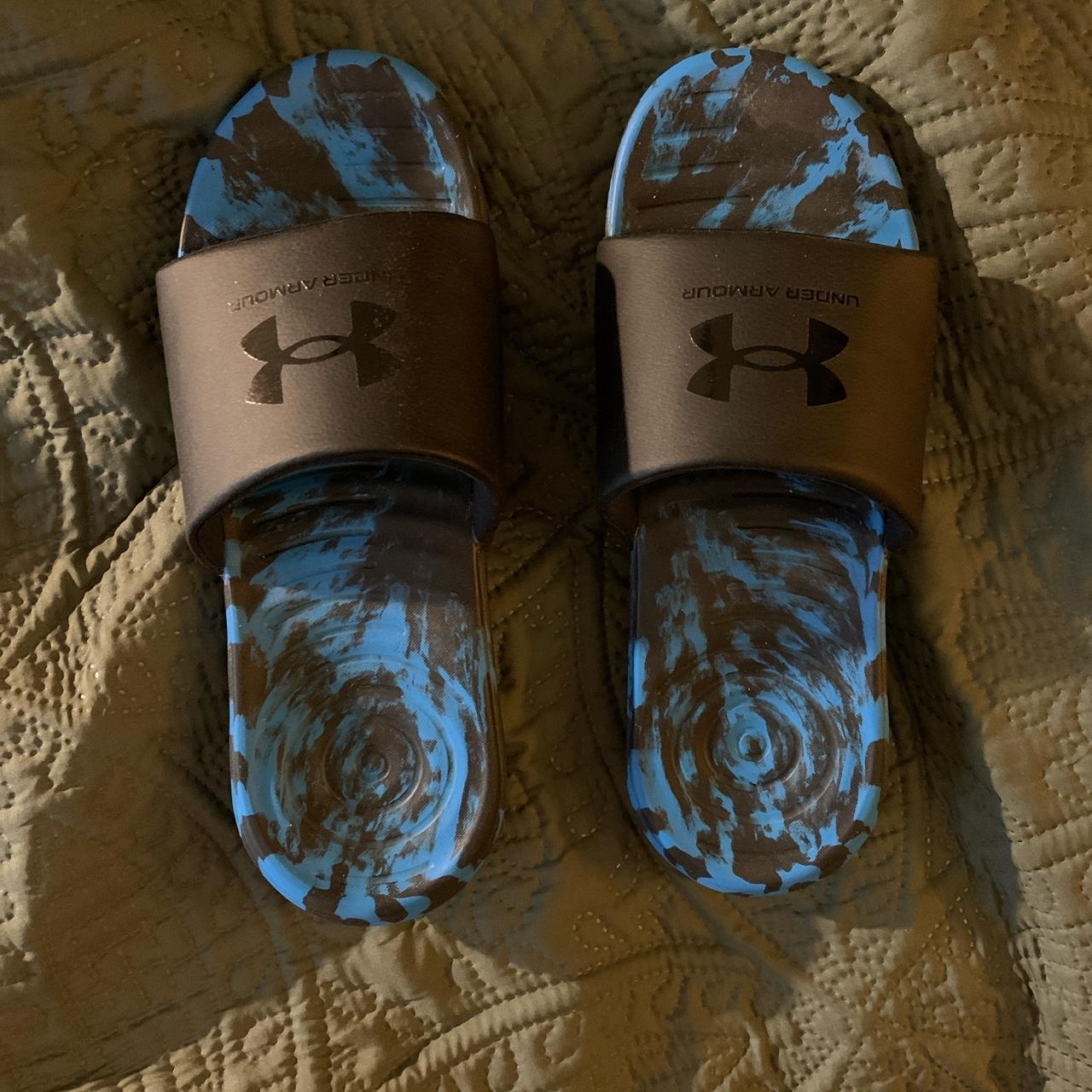 blue under armour slides