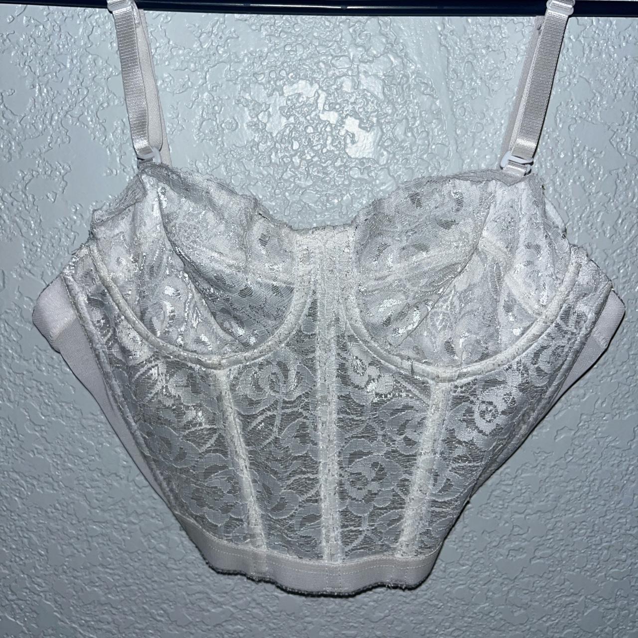 White lace corset top (barely worn) with adjustable... Depop