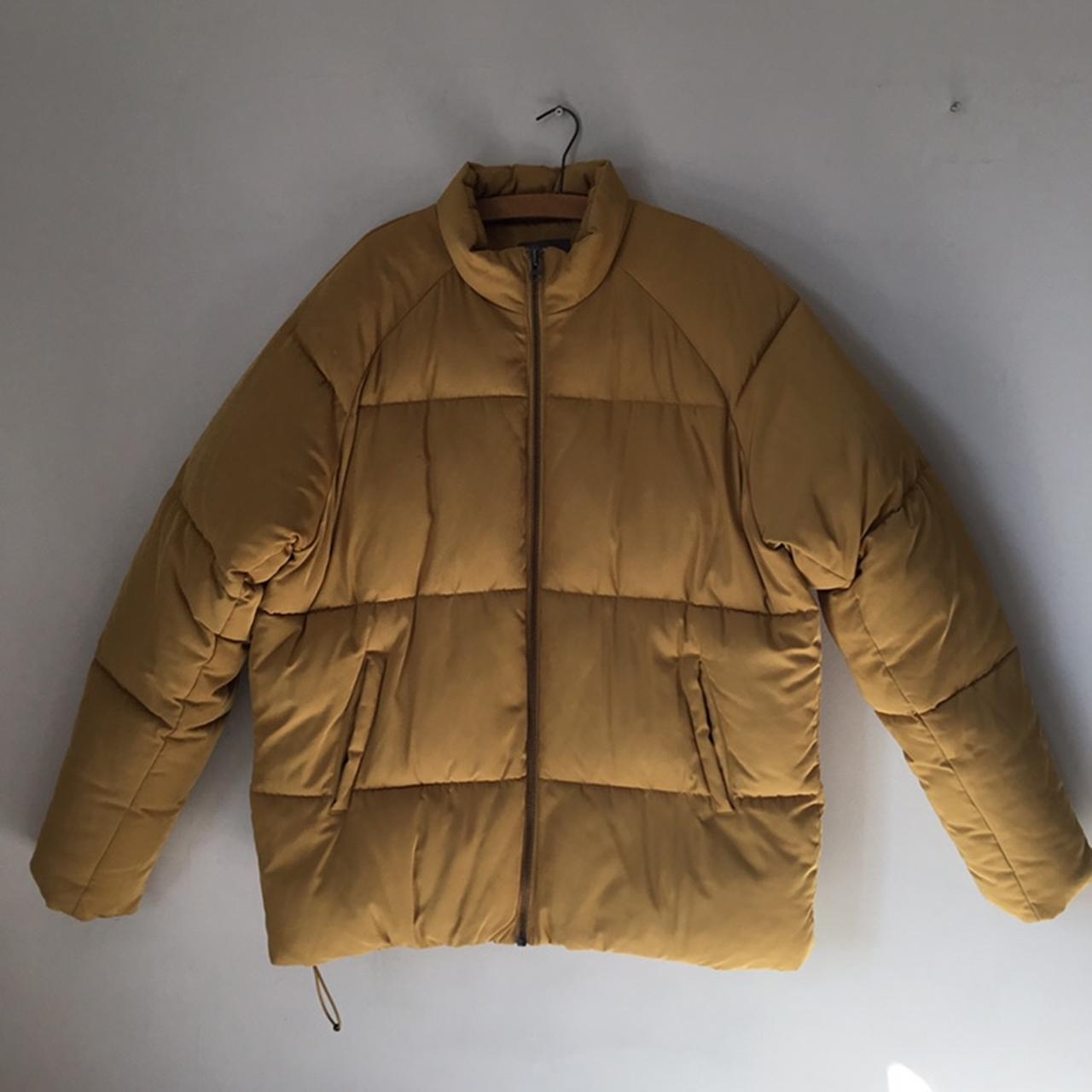 Mustard yellow puffer jacket Down jacket Padded... Depop