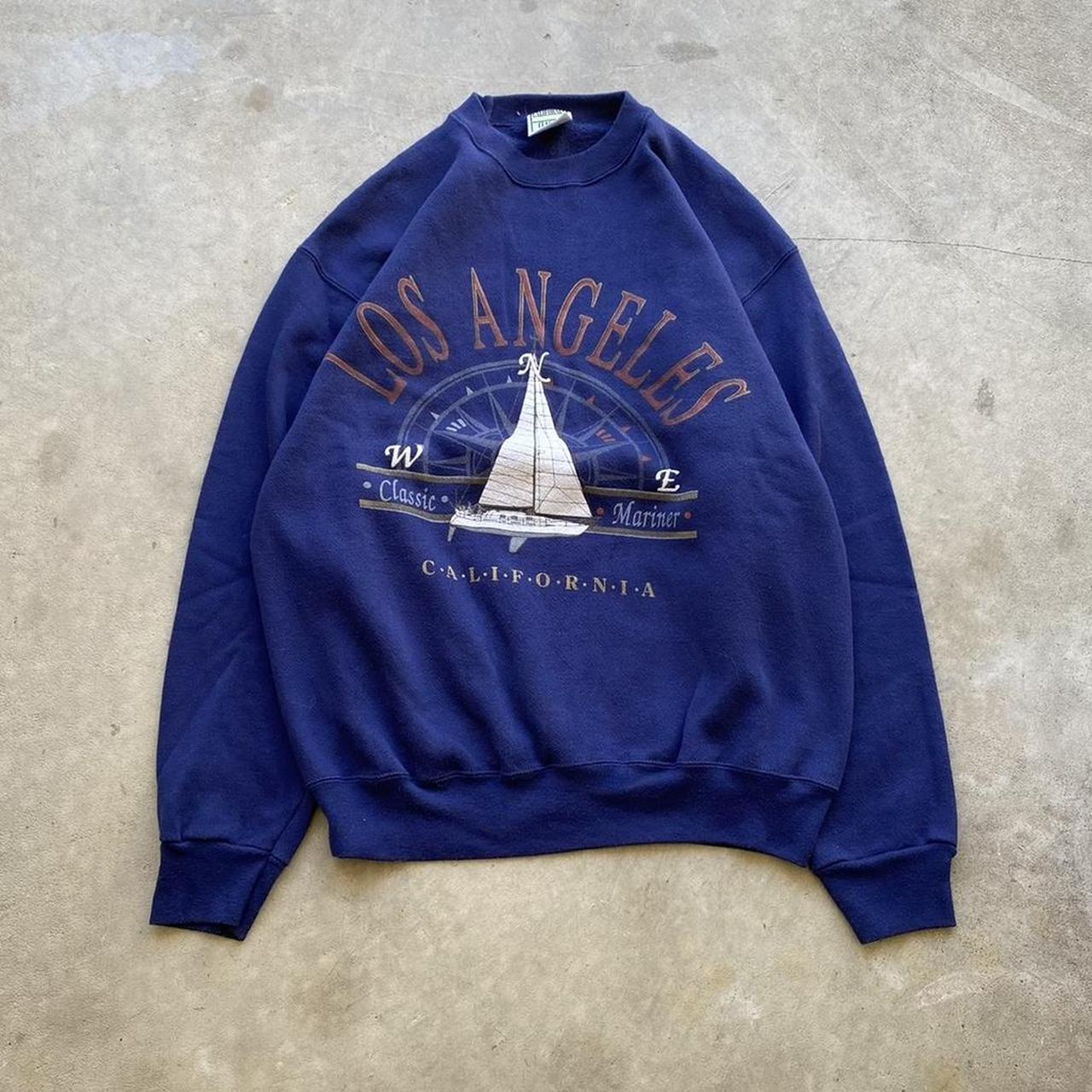 vintage 90s los angeles navy blue sweatshirt size... - Depop