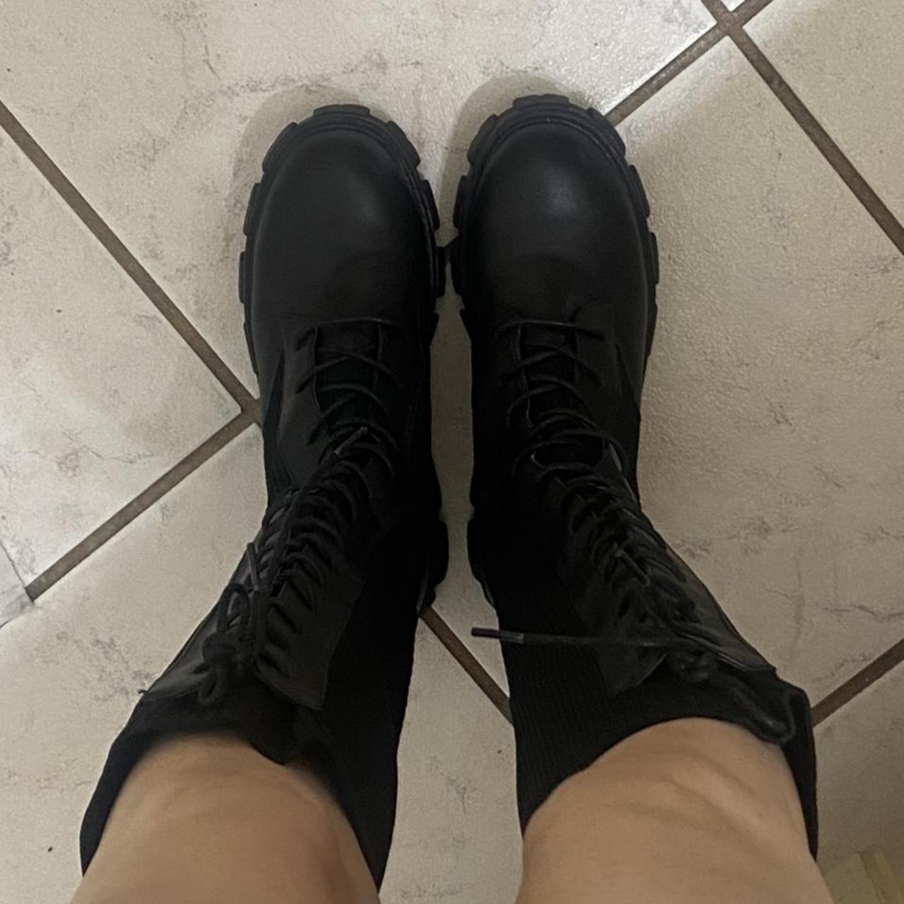 plain black lace up boots