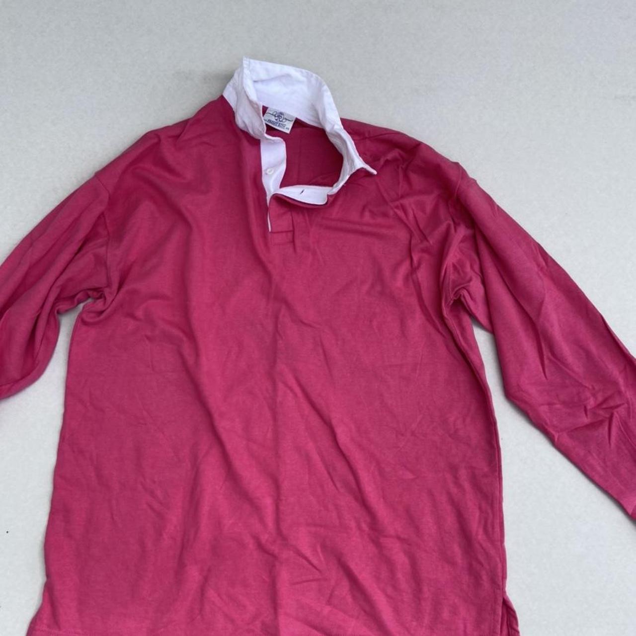 Front Row pink rugby shirt Button up collar Small... - Depop