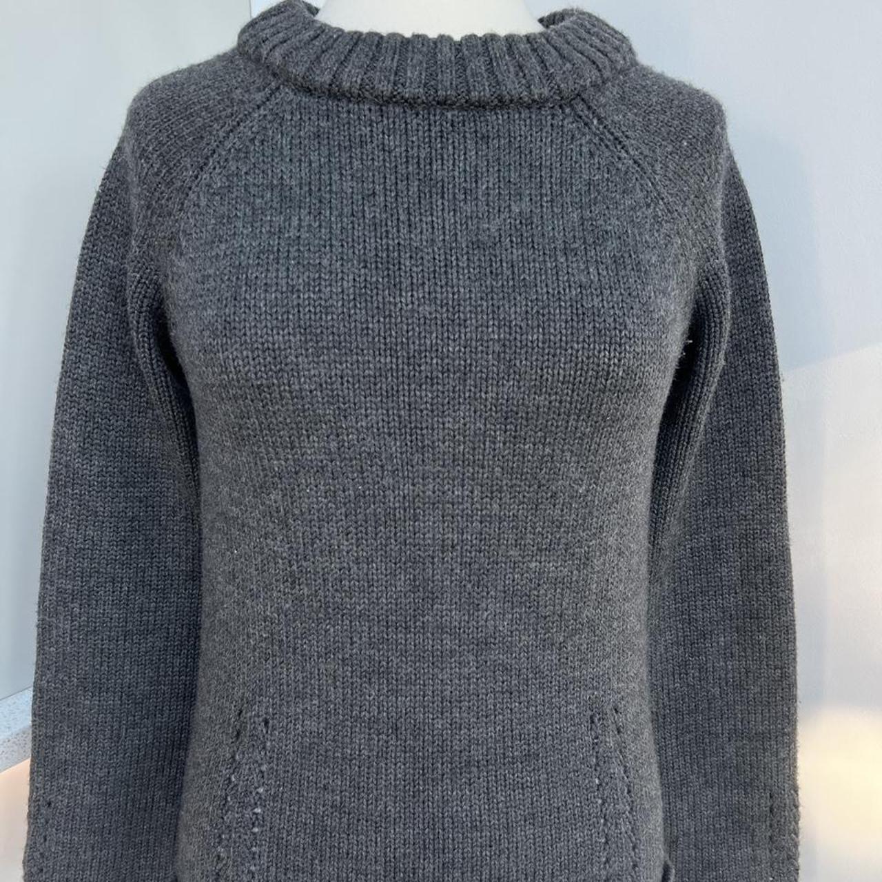Karen Millen chunky knit grey 100% merino wool... - Depop