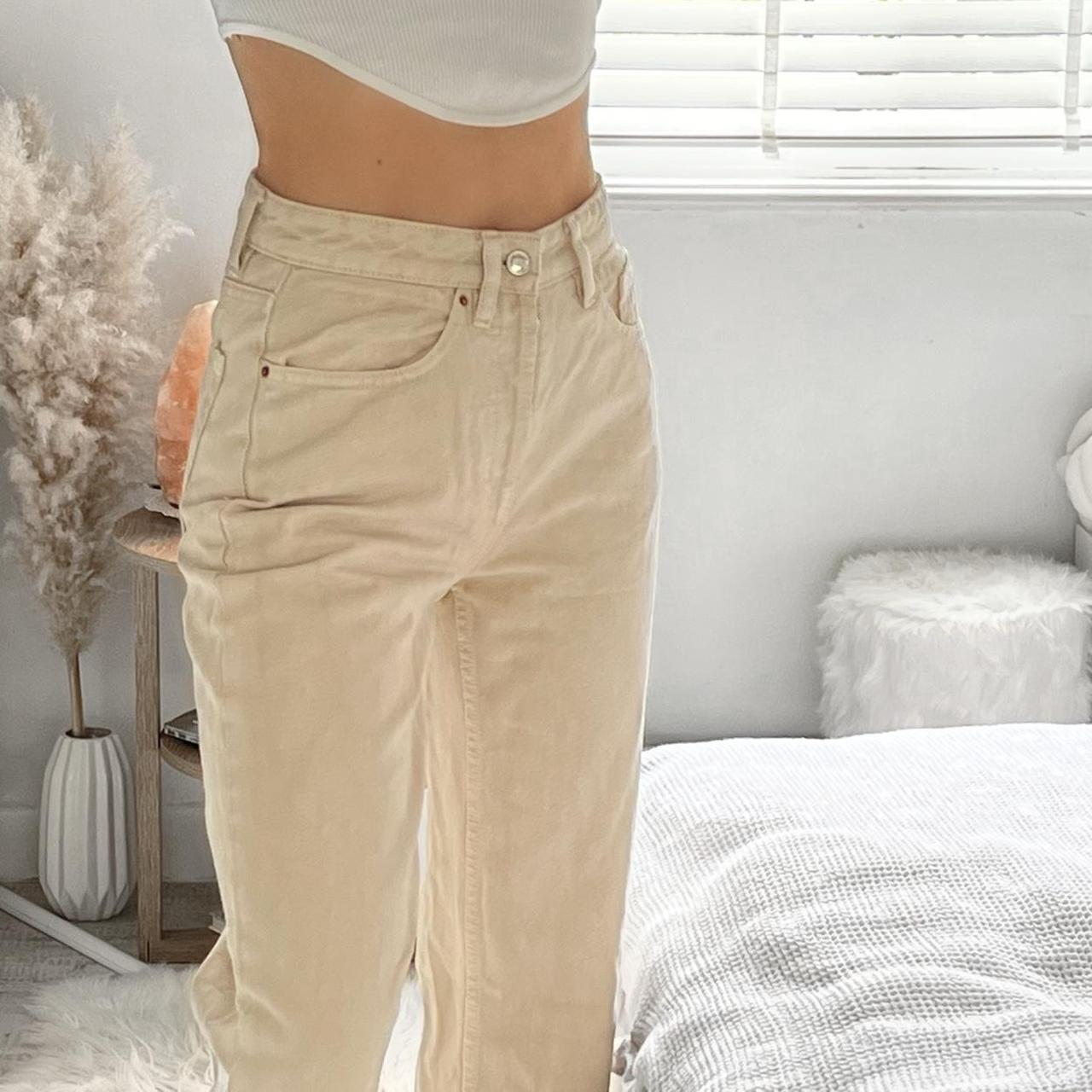 Primark sand straight leg jeans Buttons Size 16... Depop