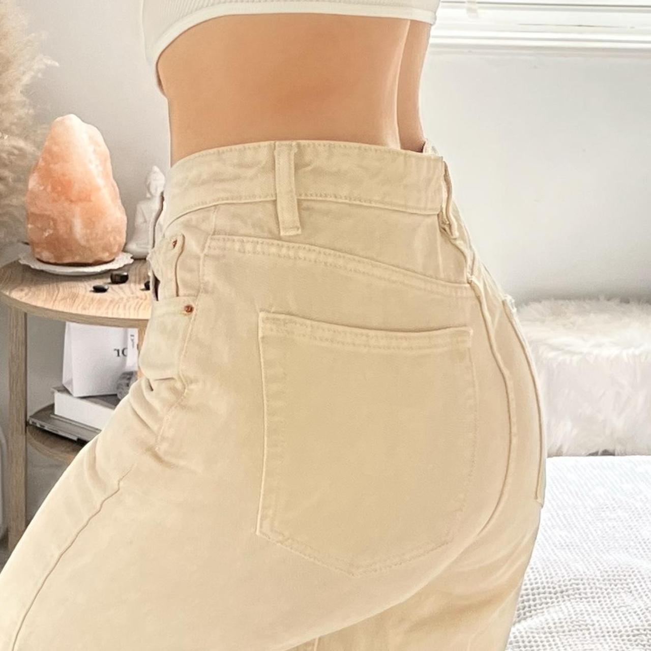 Primark sand straight leg jeans Buttons Size 16... Depop