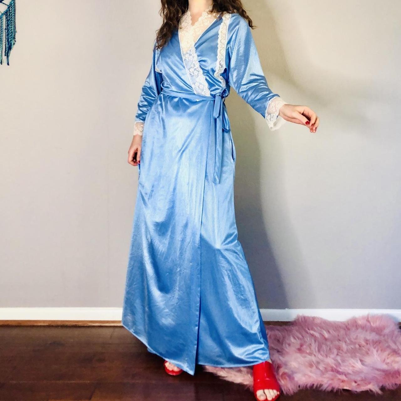 JCPenney Women's Blue and Cream Robe Depop