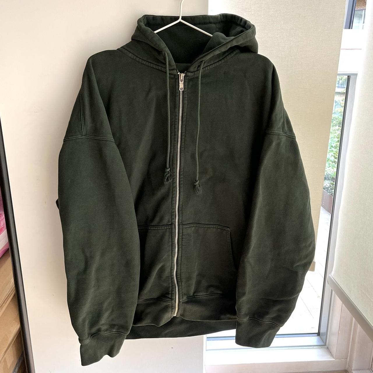 Brandy Melville Christy Zip Hoodie Forest Green... Depop