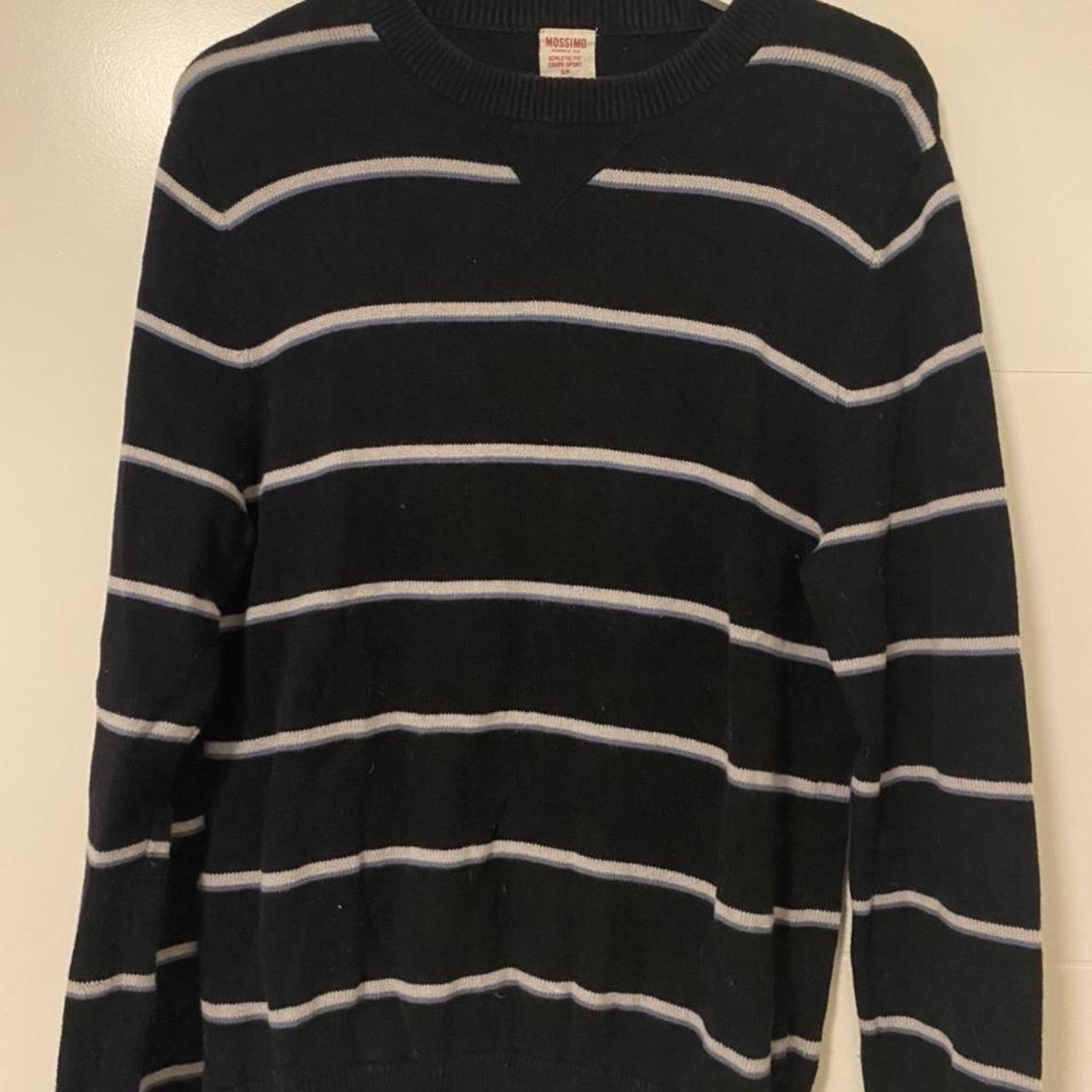 Women's Navy and White Jumper | Depop