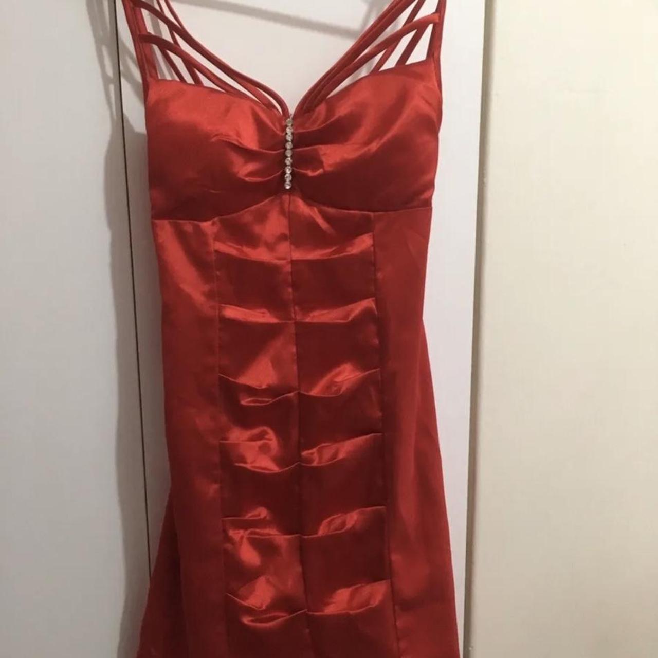Red Silky Midi Dress . USED - good , size 10/M AU... - Depop