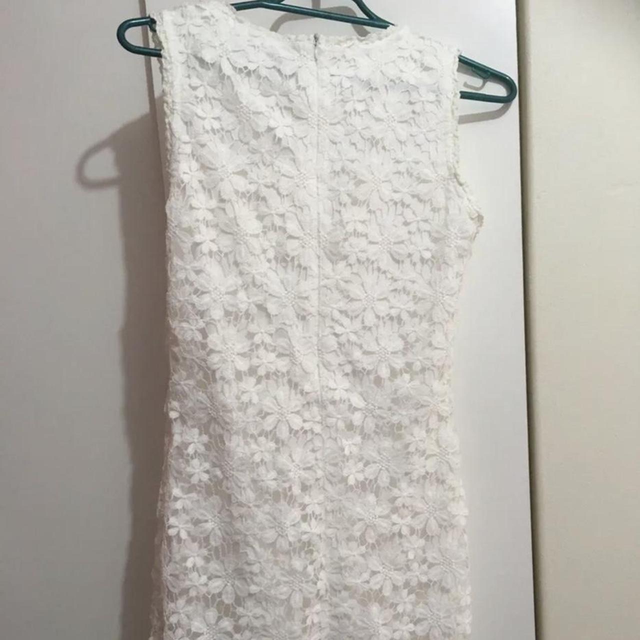 White Lacy Sleeveless Mini Dress . USED - good, size... - Depop