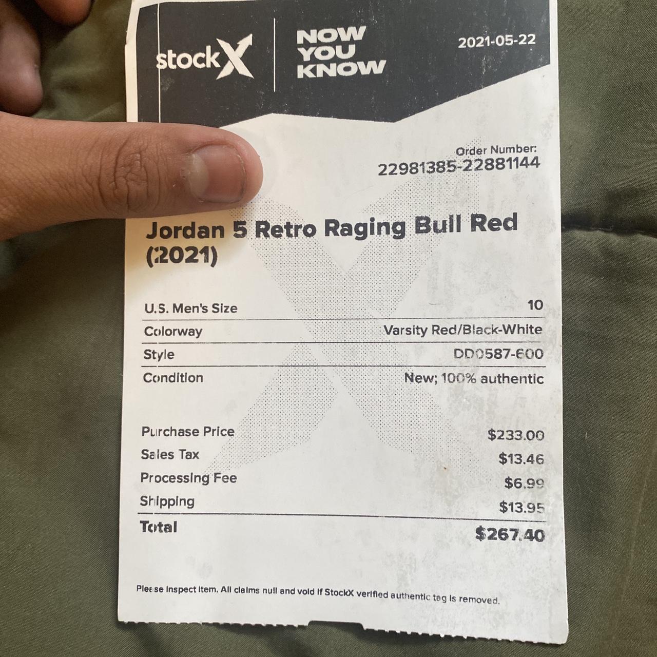 stock x raging bull 5s