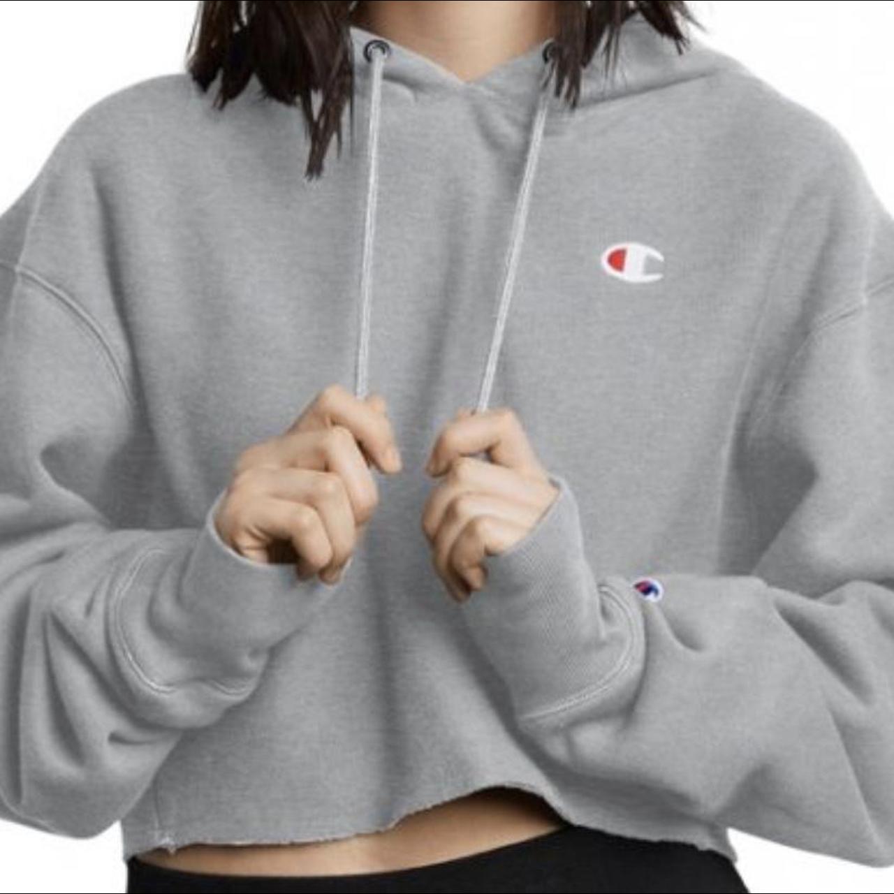 Champion grey hot sale cropped sweatshirt