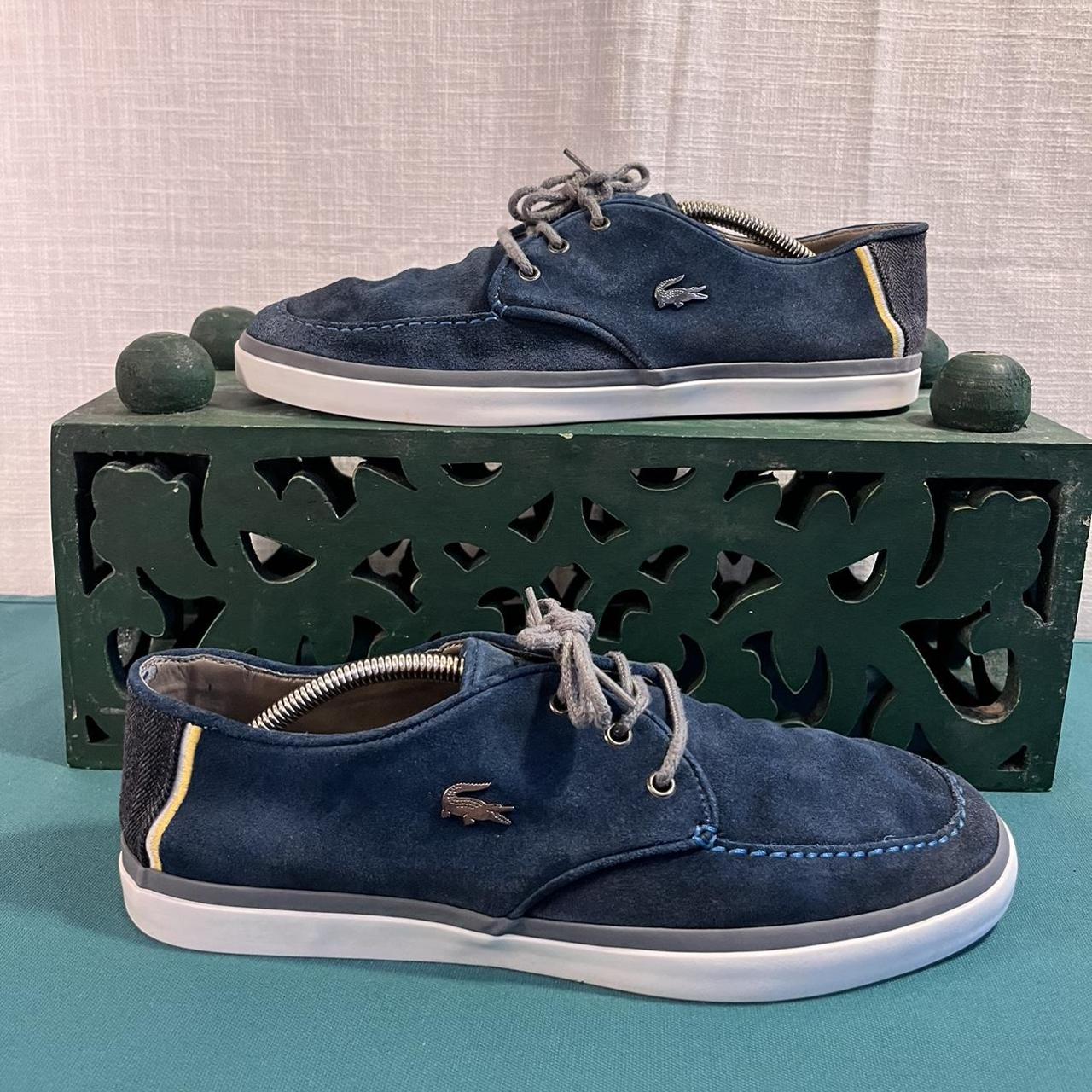 Lacoste Men's Blue and White Boat-shoes | Depop