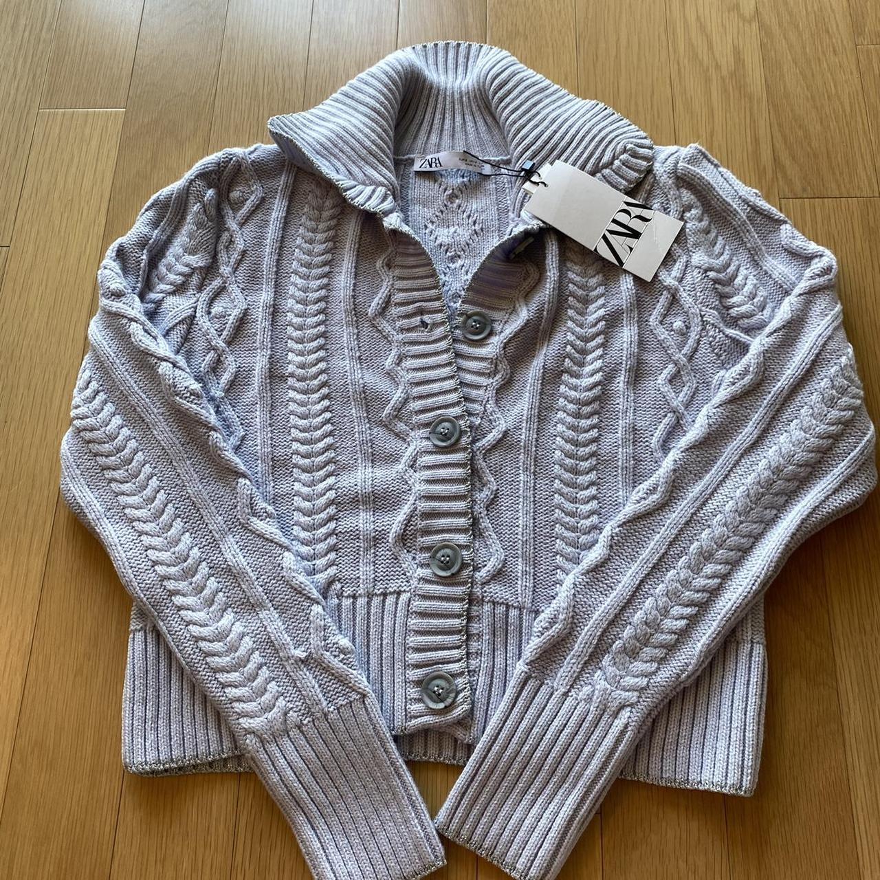 Zara Women's Silver and Purple Cardigan | Depop