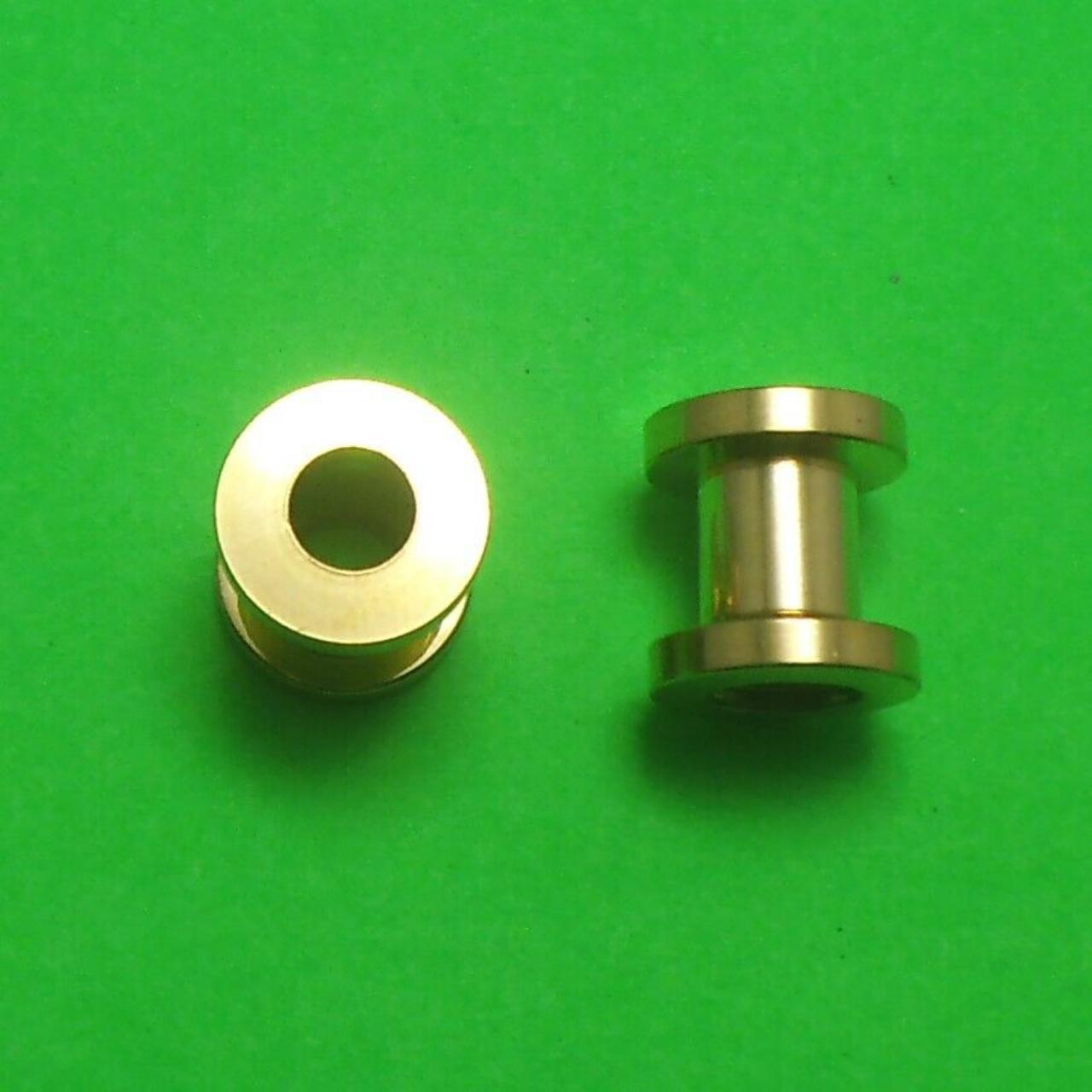 Pair Screw Back Ear Tunnels Flesh Tunnels Gold Tone... Depop