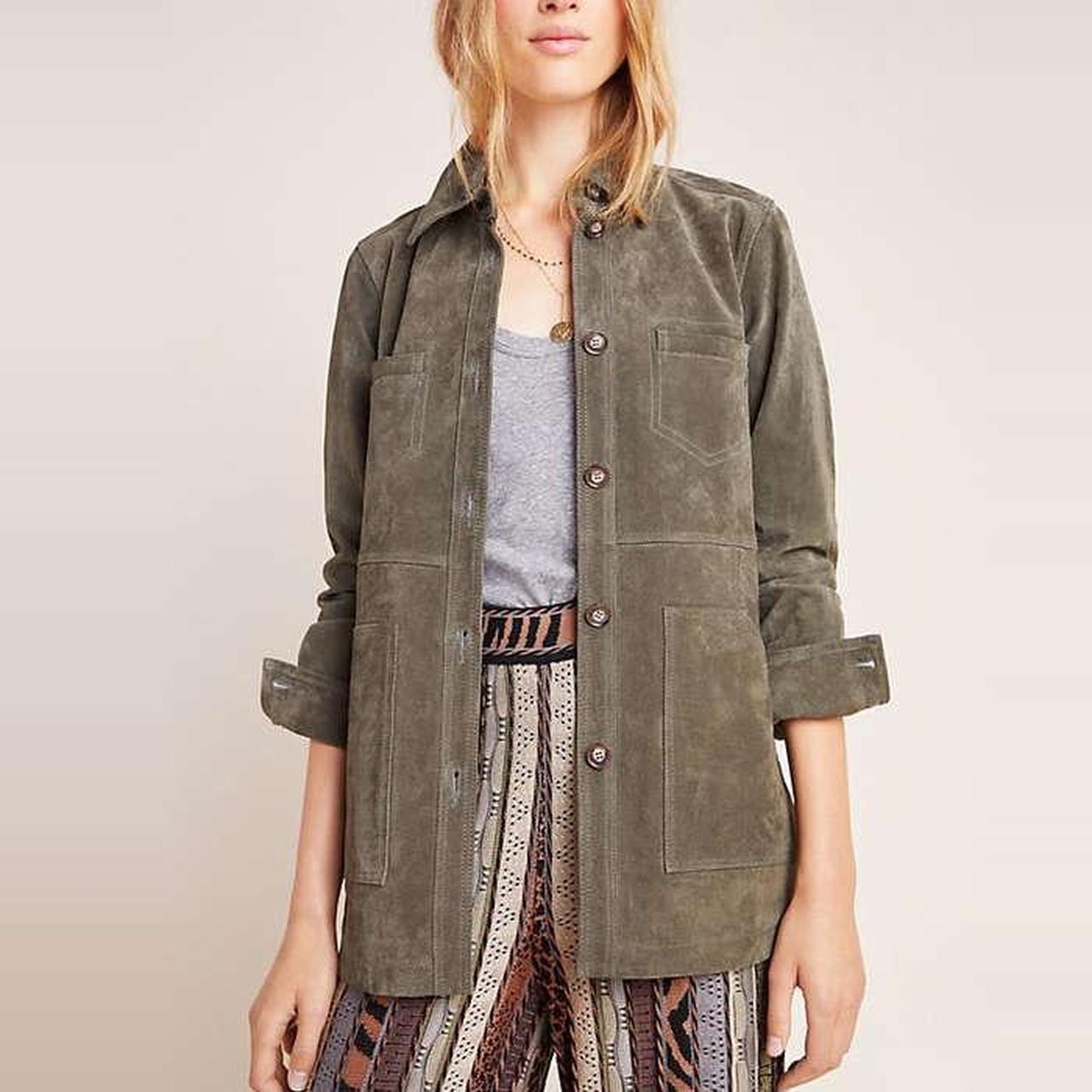 anthropologie green suede jacket