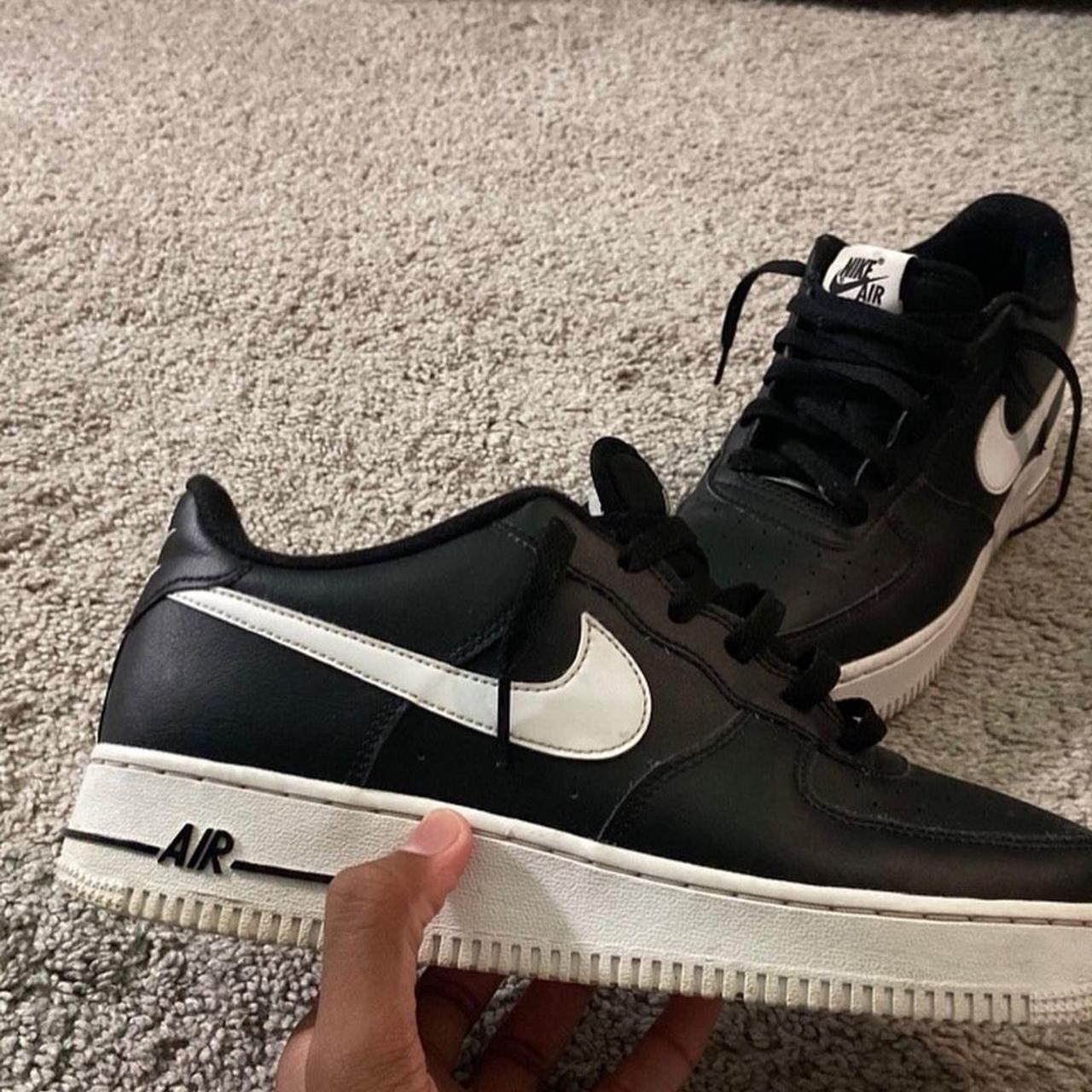 Nike black and white Air Force size 7 men no creases... - Depop
