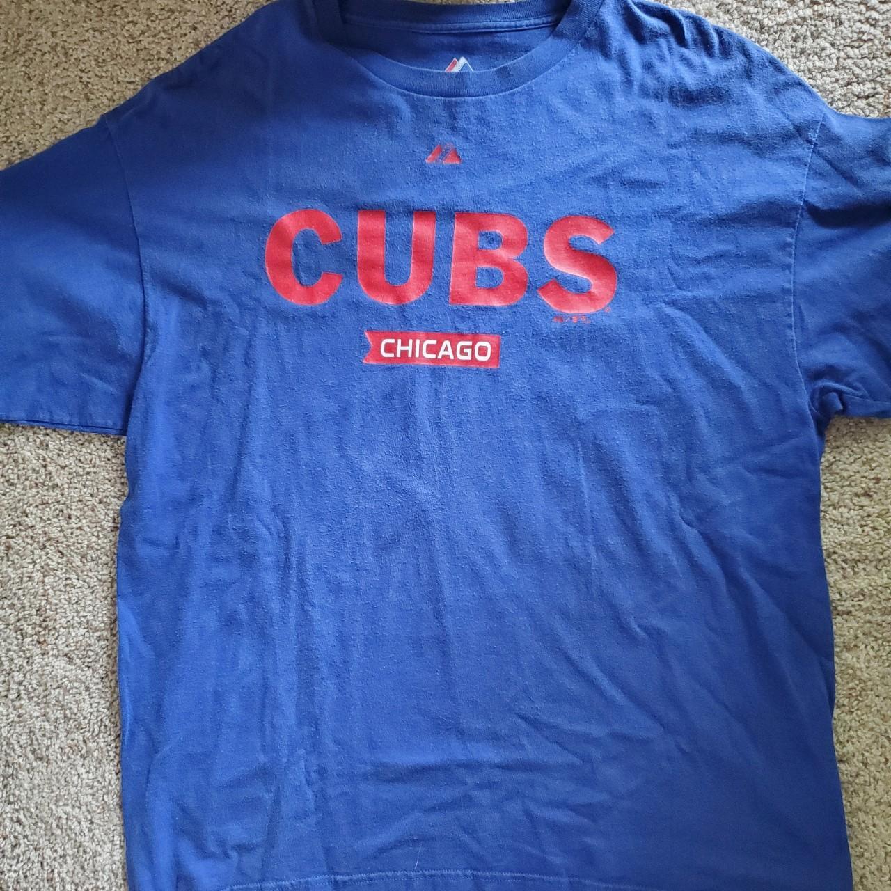 Majestic Mens Blue Chicago Cubs T-Shirt - Depop