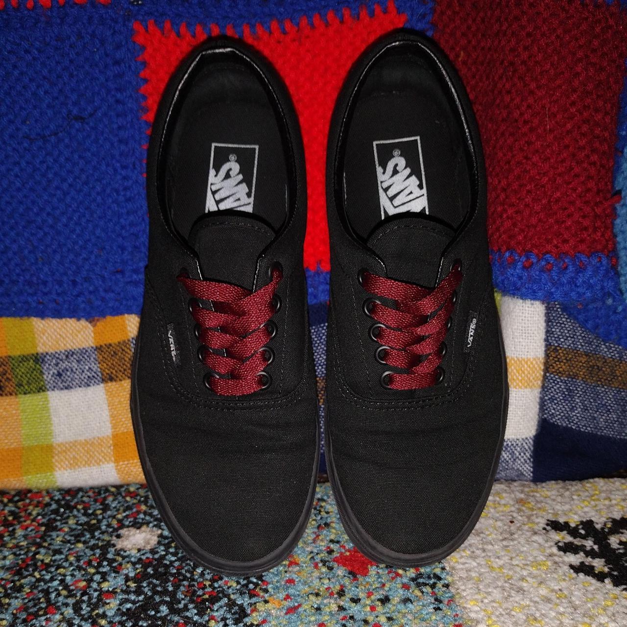 Burgundy vans black outlet sole