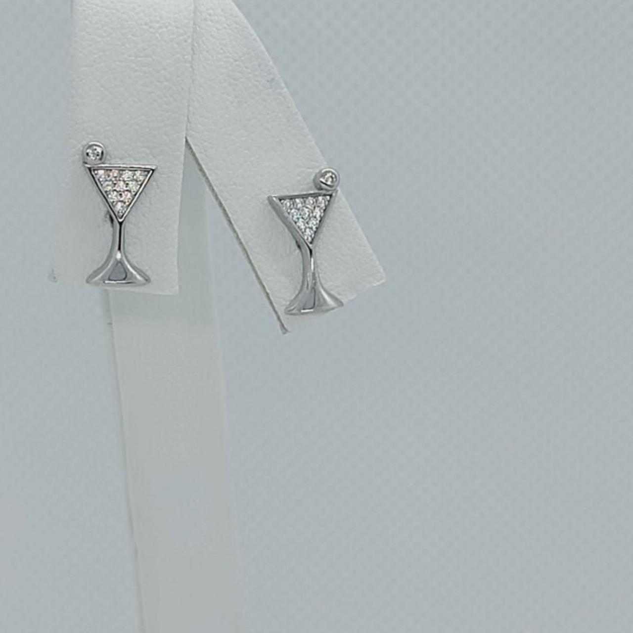 Sterling Silver Martini Glass Earrings With... Depop