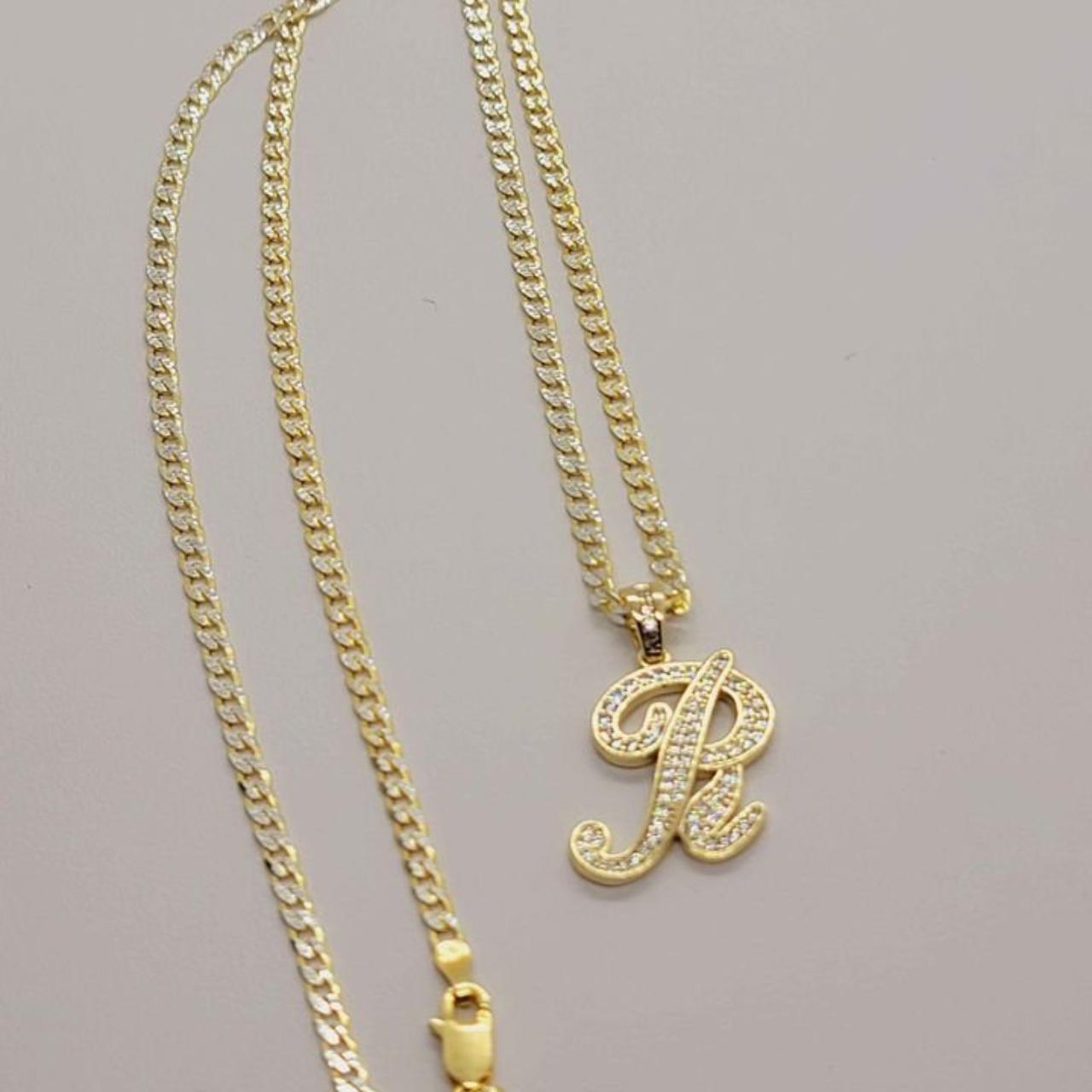 Sterling Silver 925 R Letter with Necklace R... Depop
