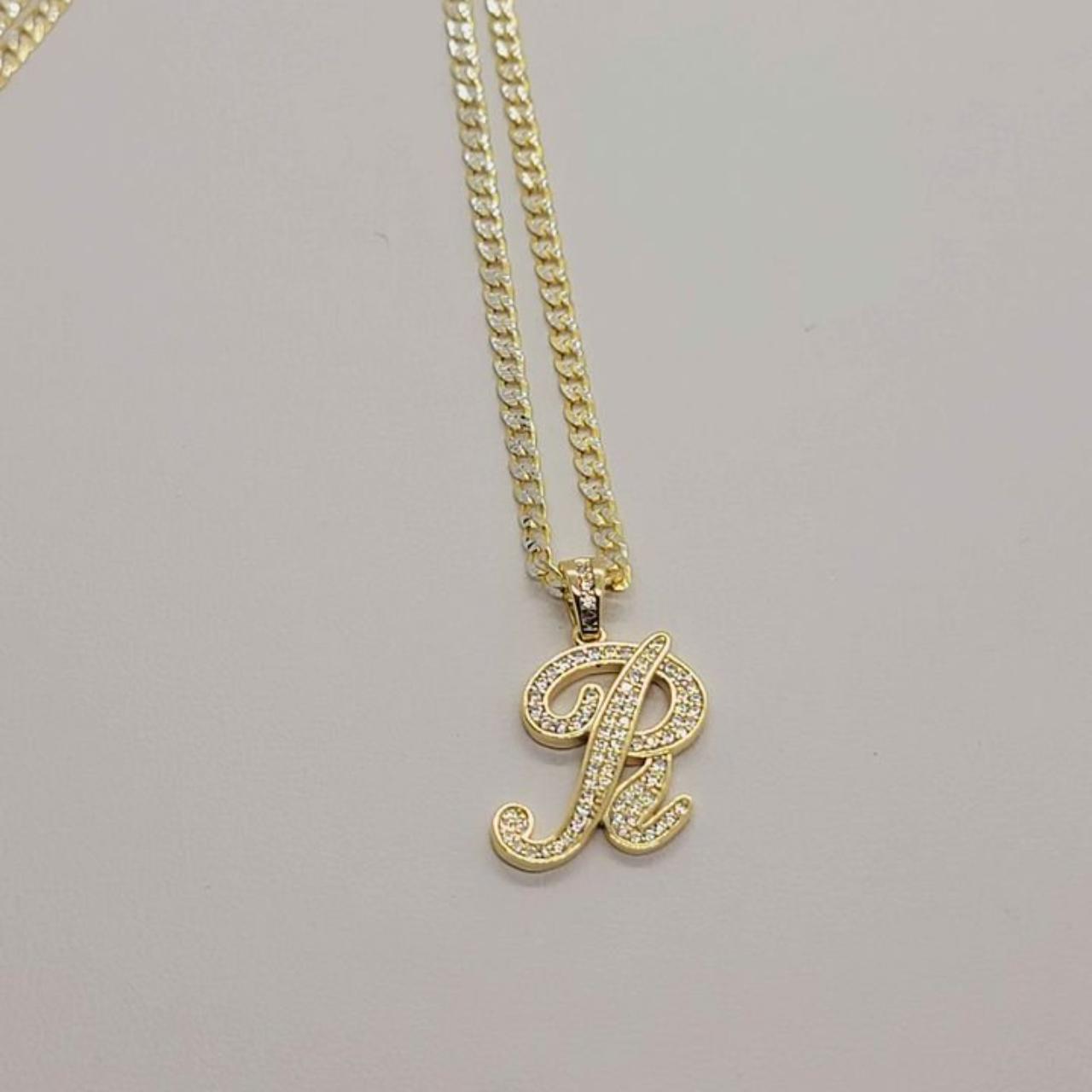 Sterling Silver 925 R Letter with Necklace R... Depop