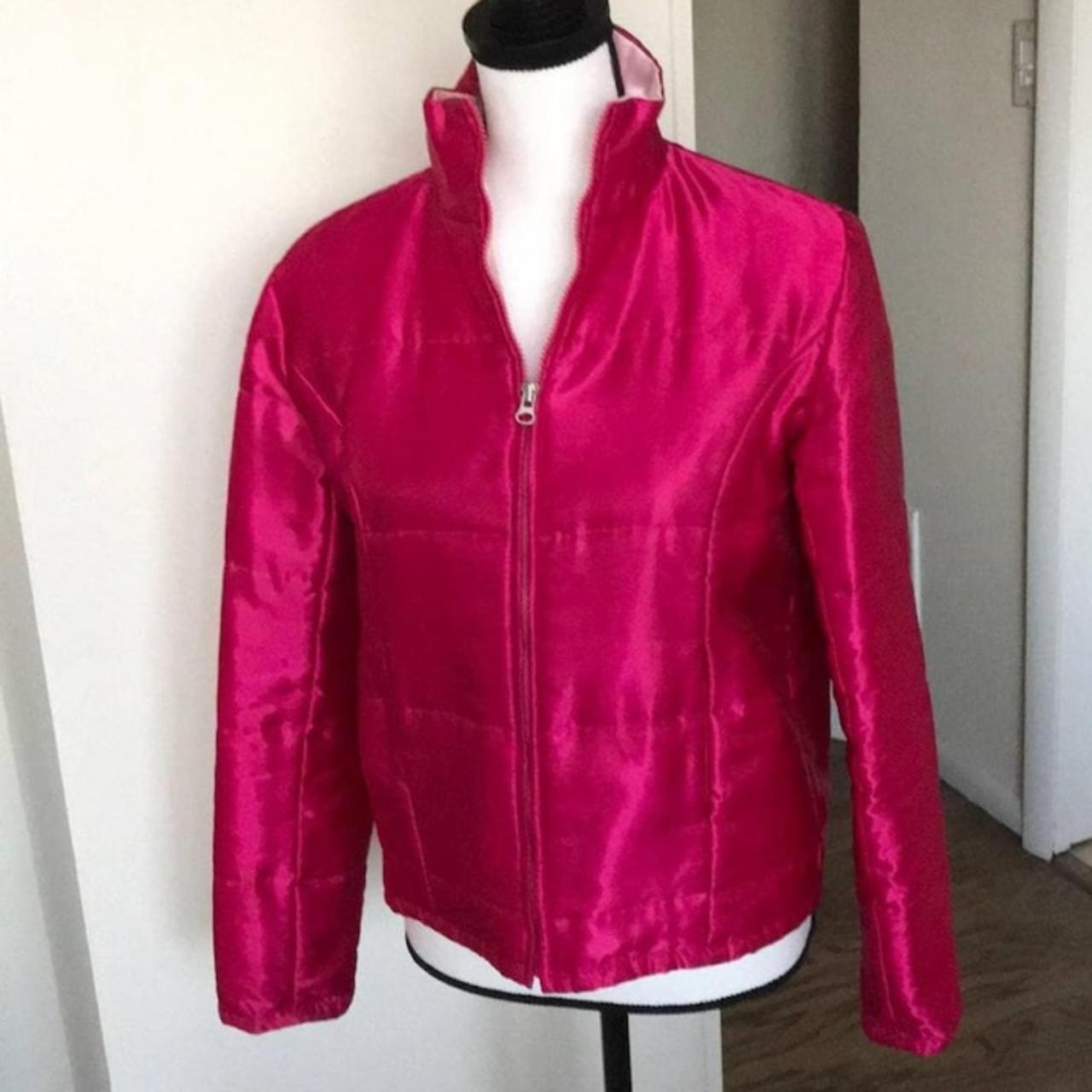 ️ Hot pink quilted jacket, silky fuchsia short... - Depop