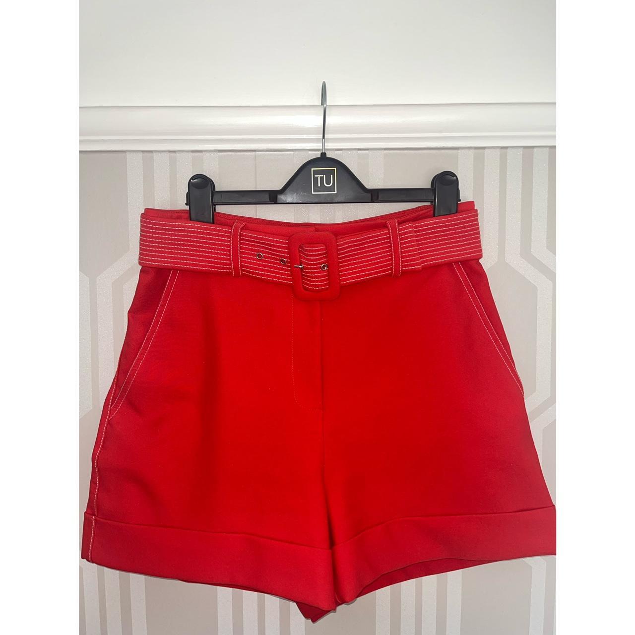 River Island Women's Red and White Shorts Depop