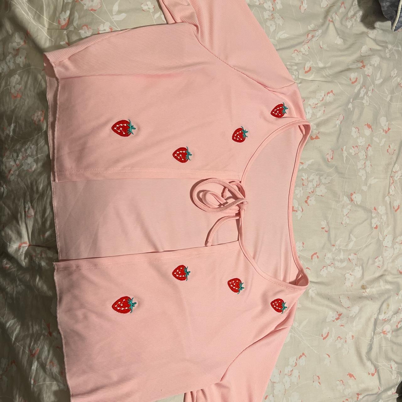 Cute, strawberry pink cardigan! Great with tanks and... - Depop