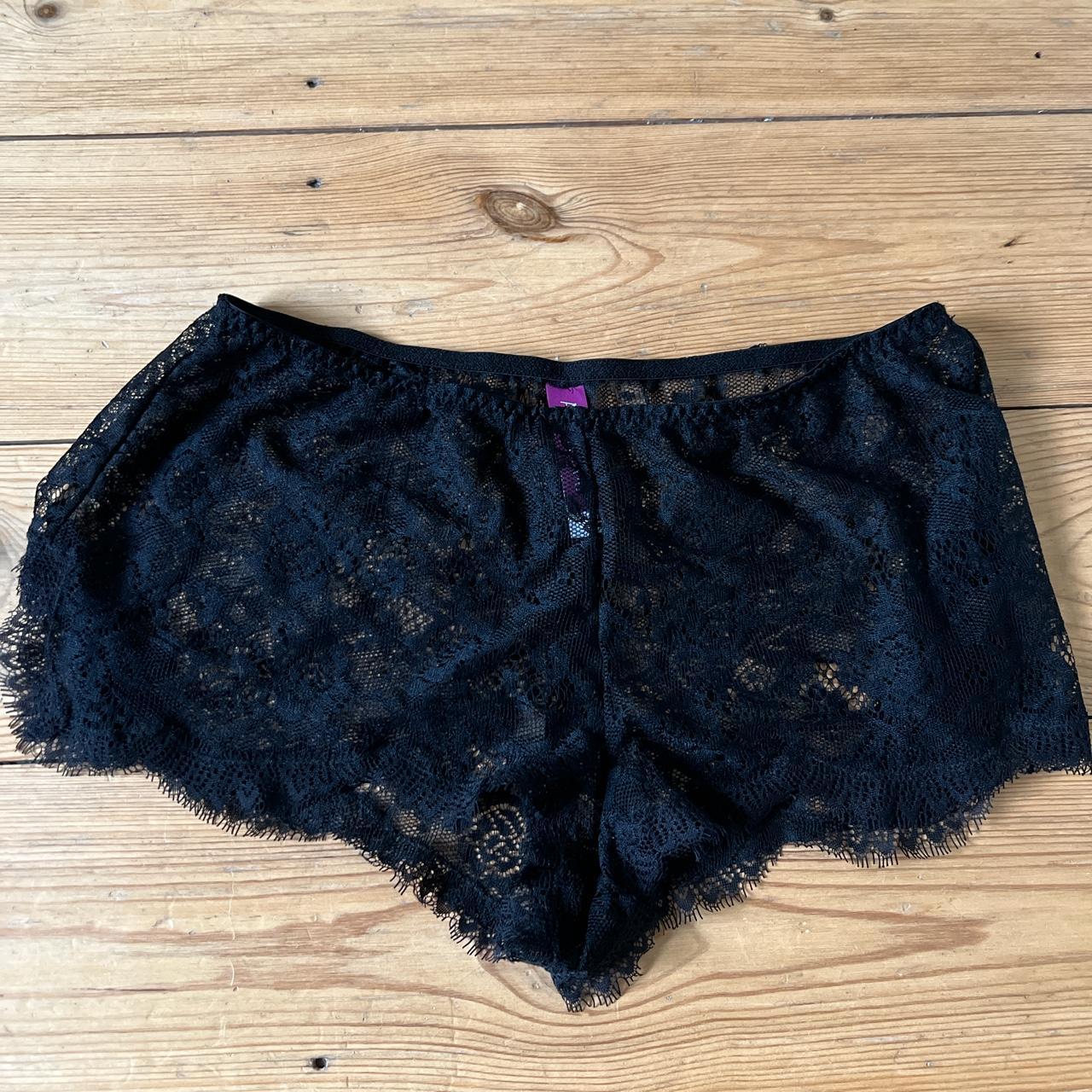 Allover lace tap short Elastic waistband Jet Black - Depop